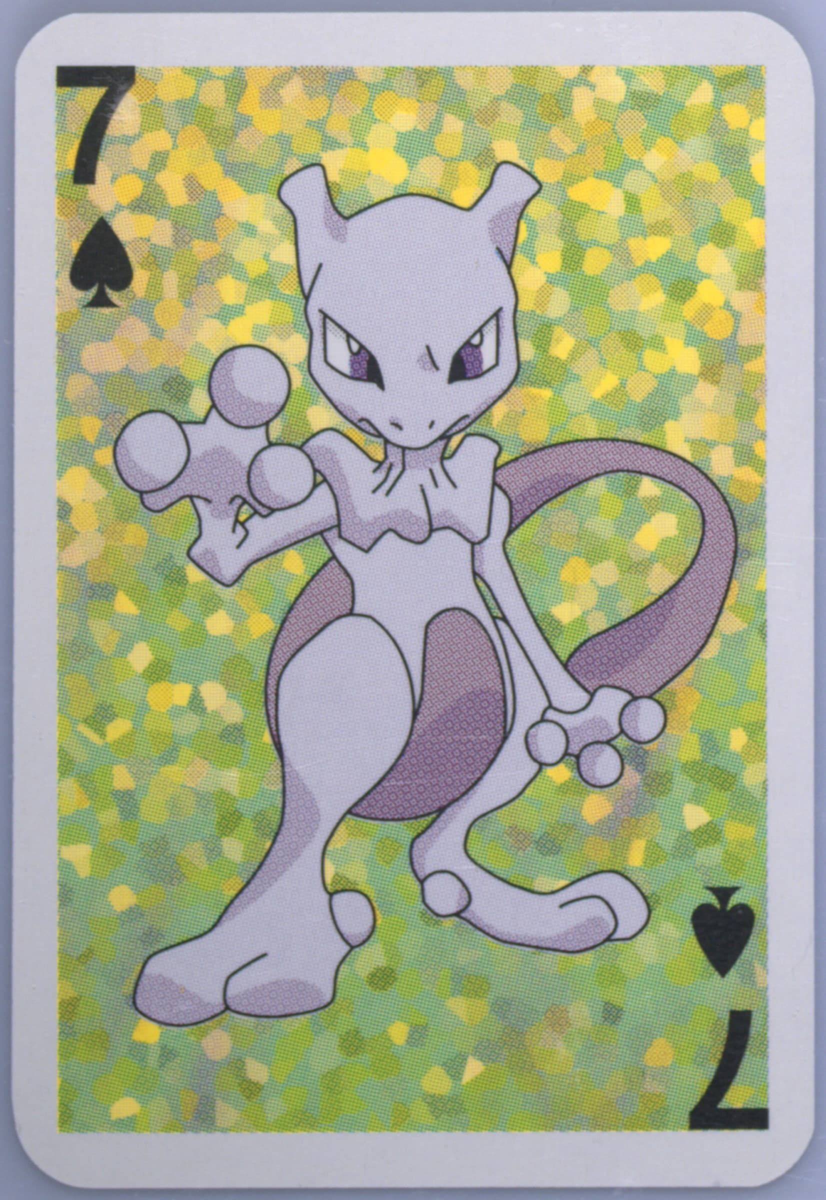 Mewtwo 7 of Spades 1999 Bicycle Pokemon Mini Playing Cards Green Deck