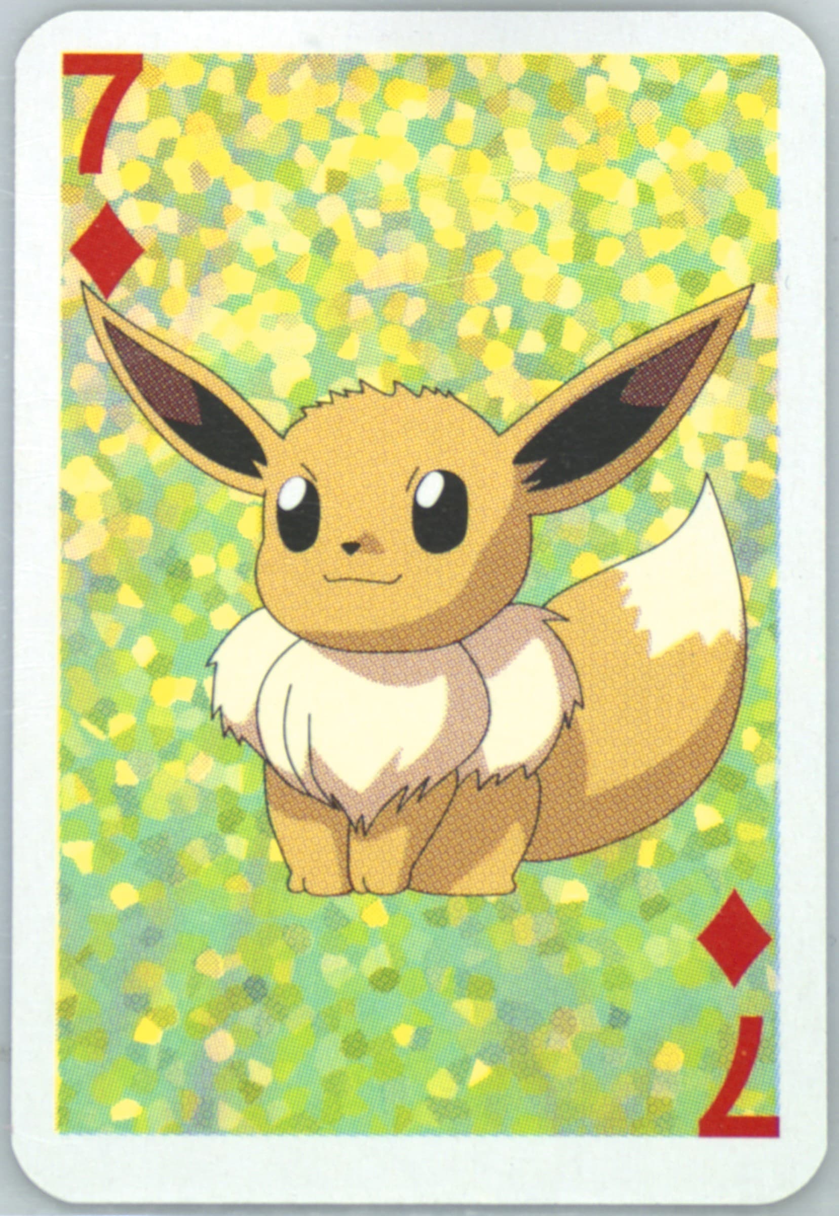 Eevee 7 of Diamonds 1999 Bicycle Pokemon Mini Playing Cards Green Deck