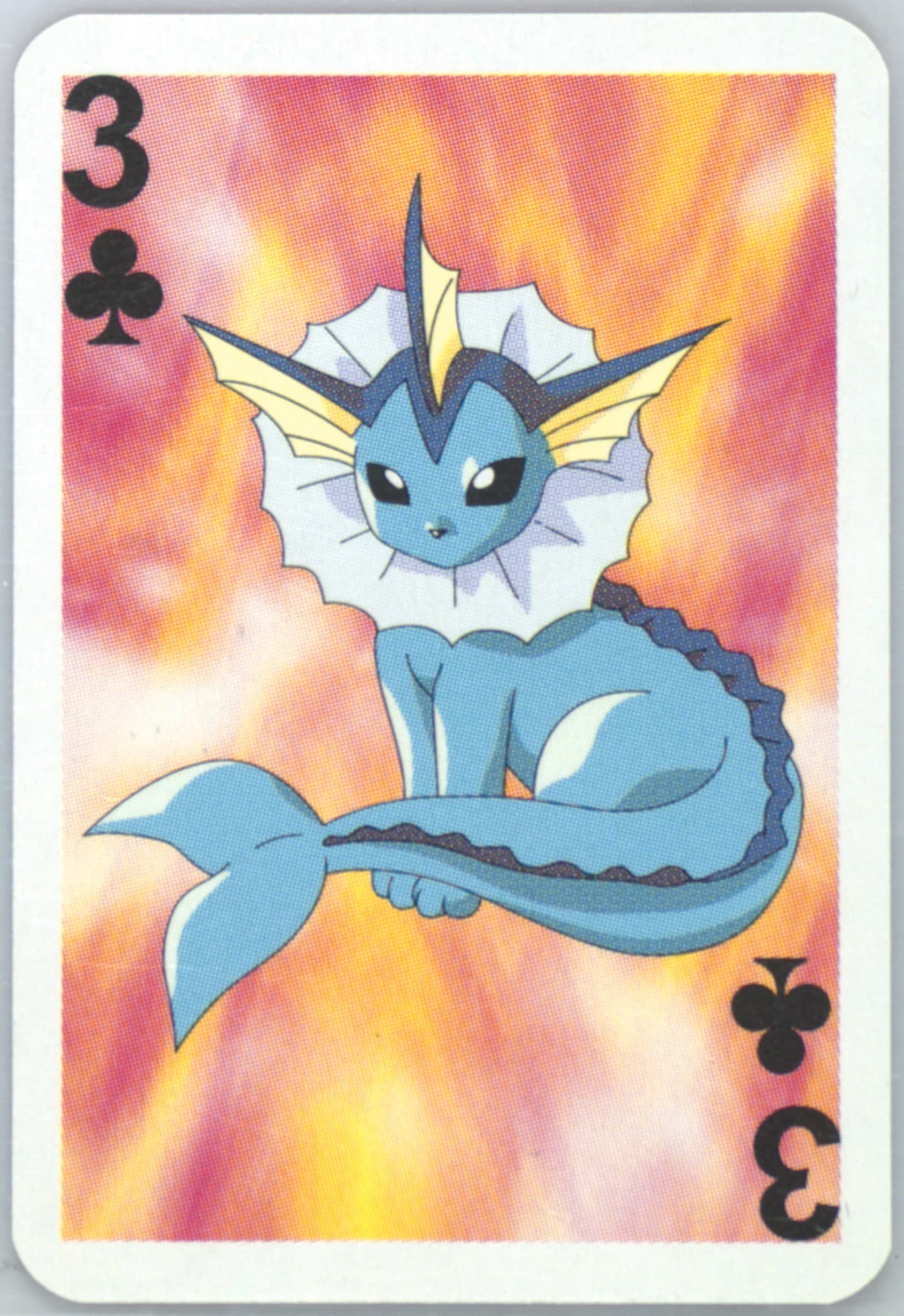 Vaporeon 3 of Clubs 1999 Bicycle Pokemon Mini Playing Cards Red Deck