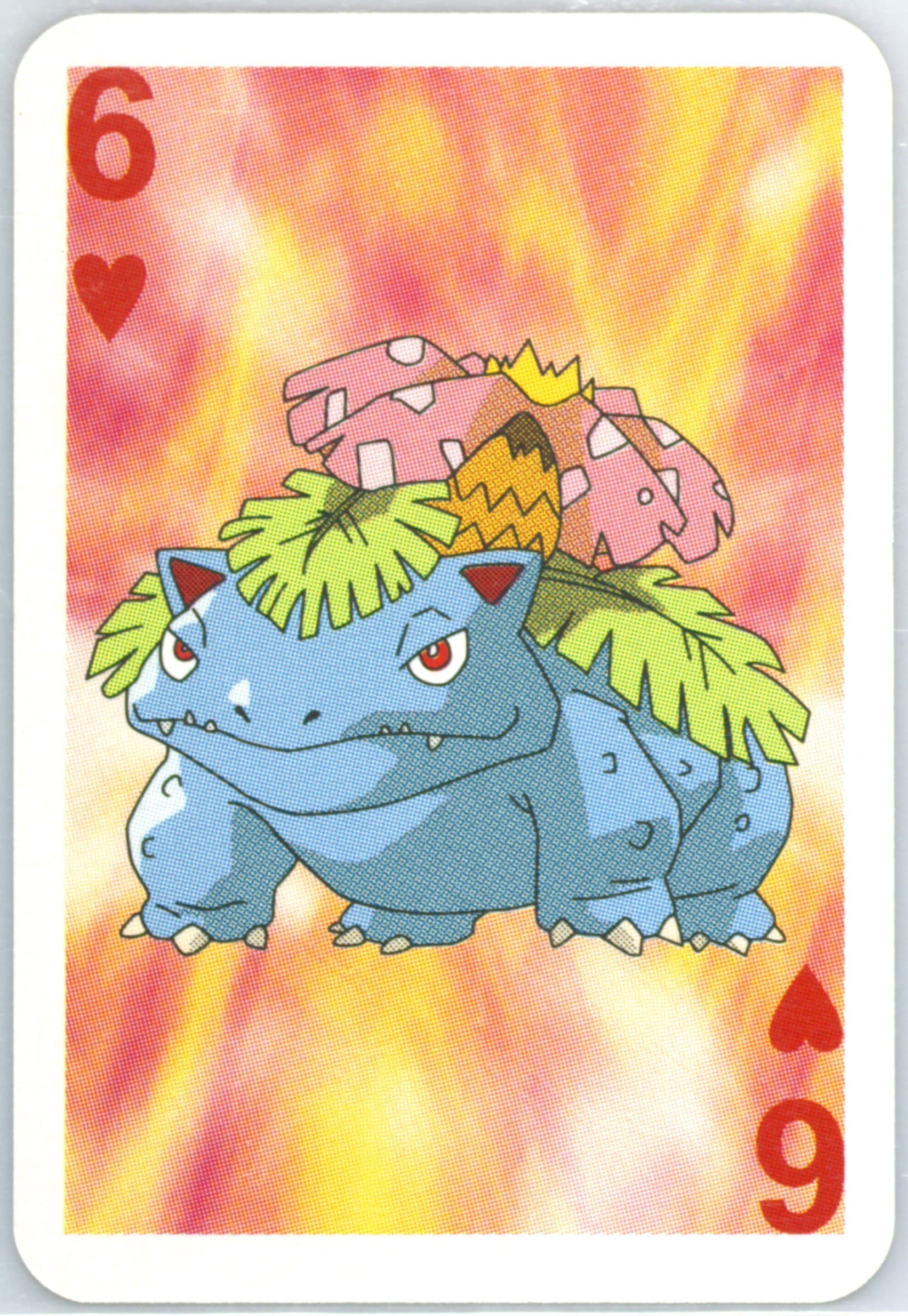 Venusaur 6 of Hearts 1999 Bicycle Pokemon Mini Playing Cards Red Deck