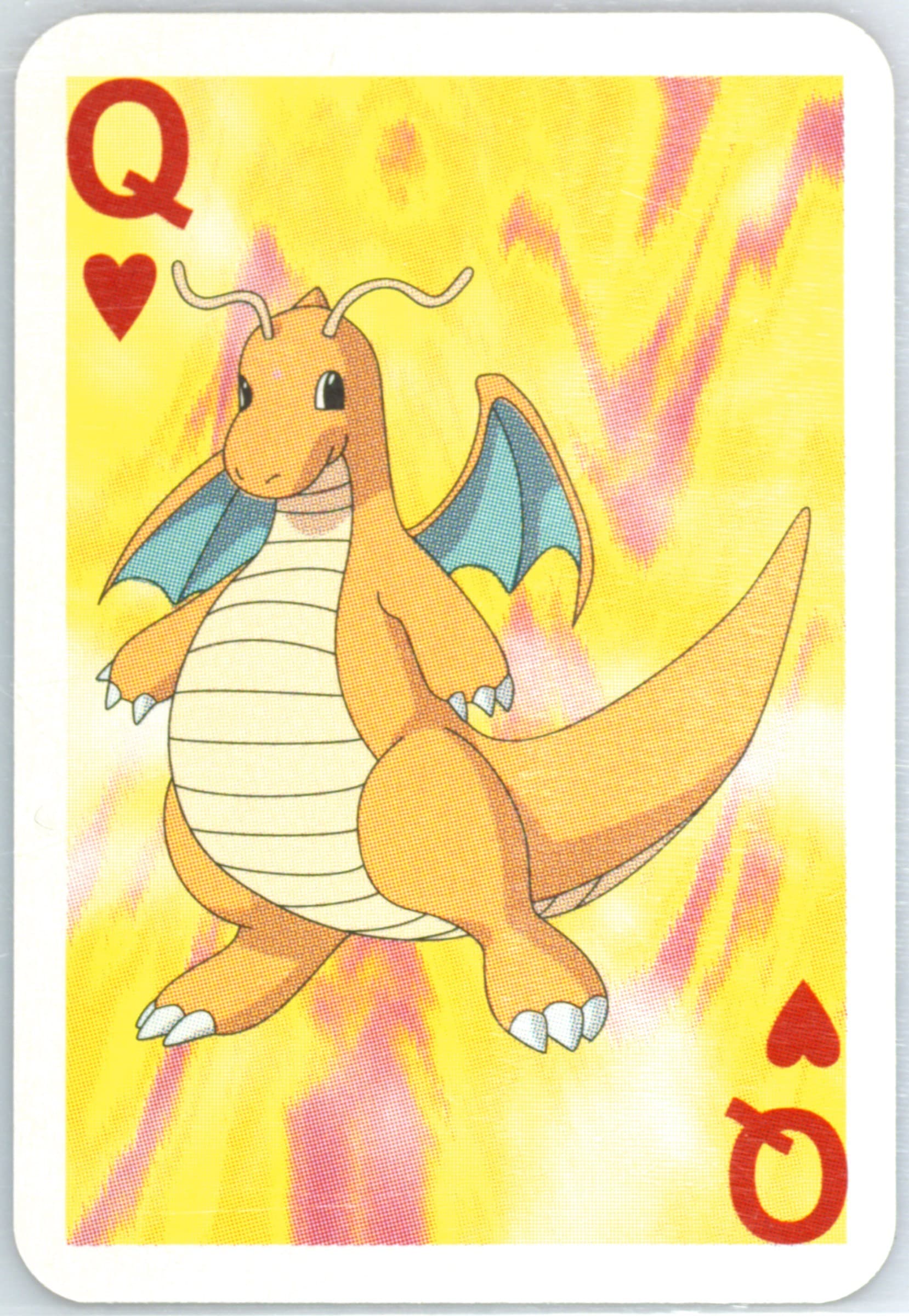 Dragonite Queen of Hearts 1999 Bicycle Pokemon Mini Playing Cards Red Deck