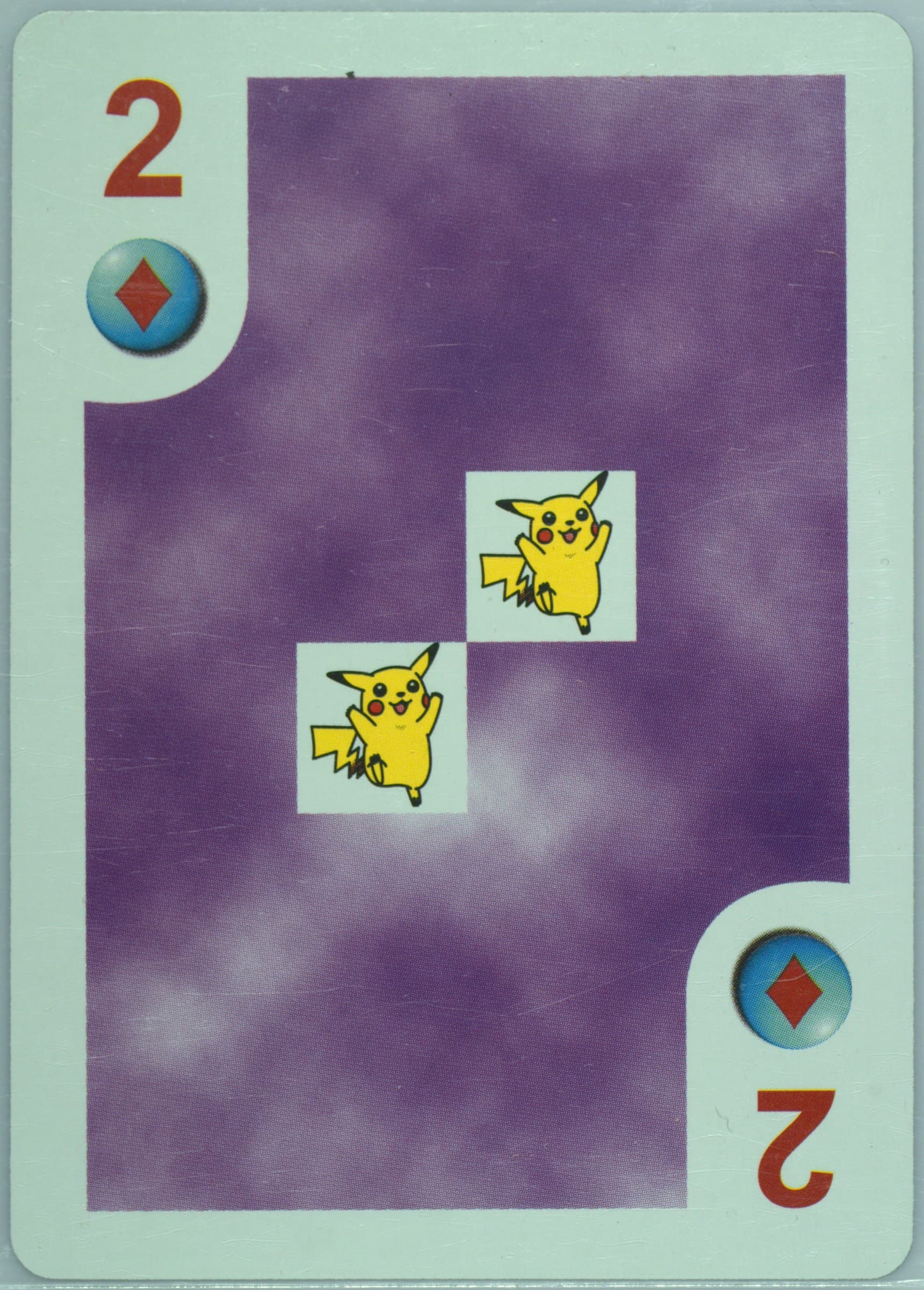 Pikachu 2 of Diamonds 1999 Bicycle Pokemon Playing Cards