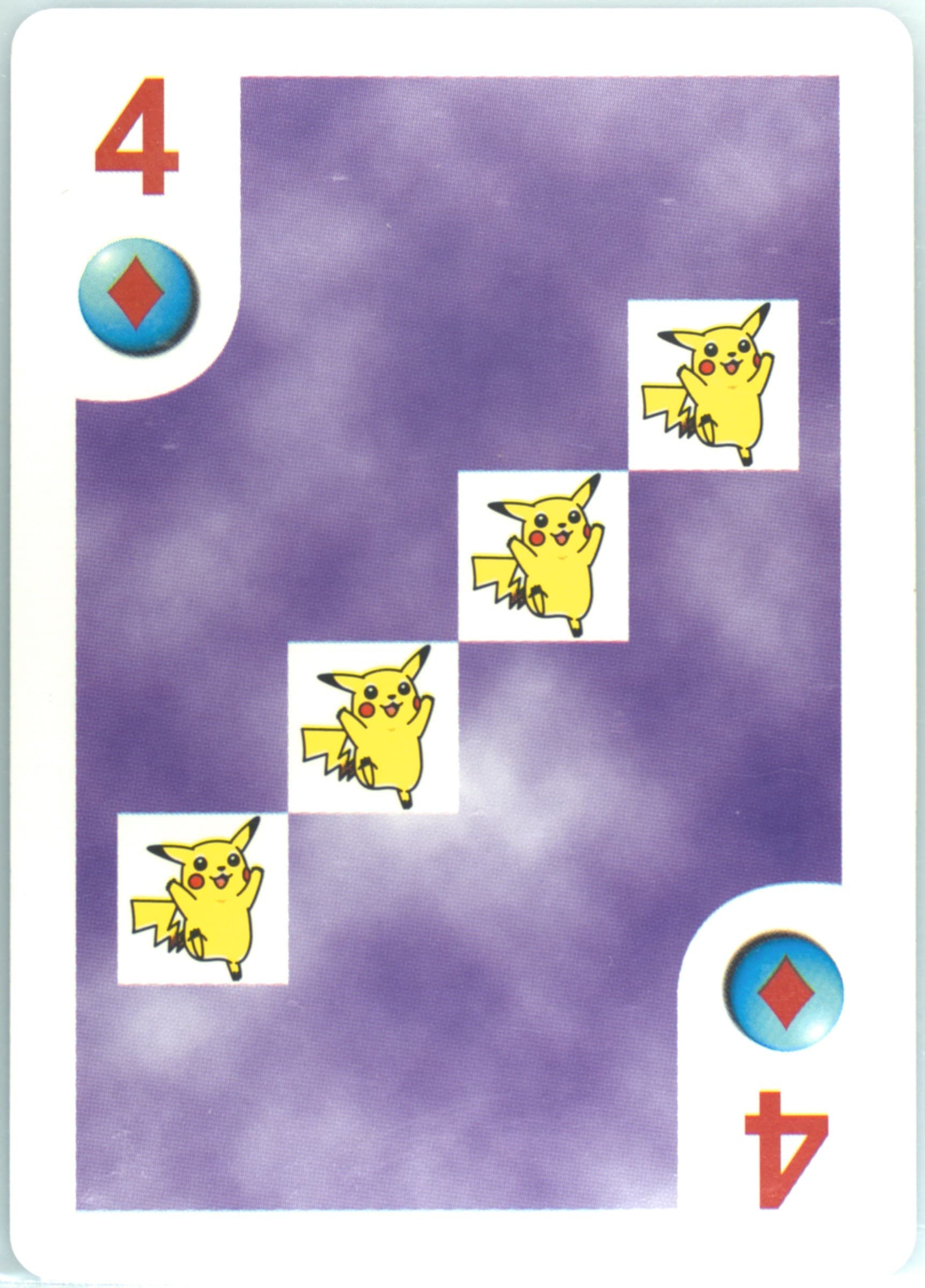 Pikachu 4 of Diamonds 1999 Bicycle Pokemon Playing Cards
