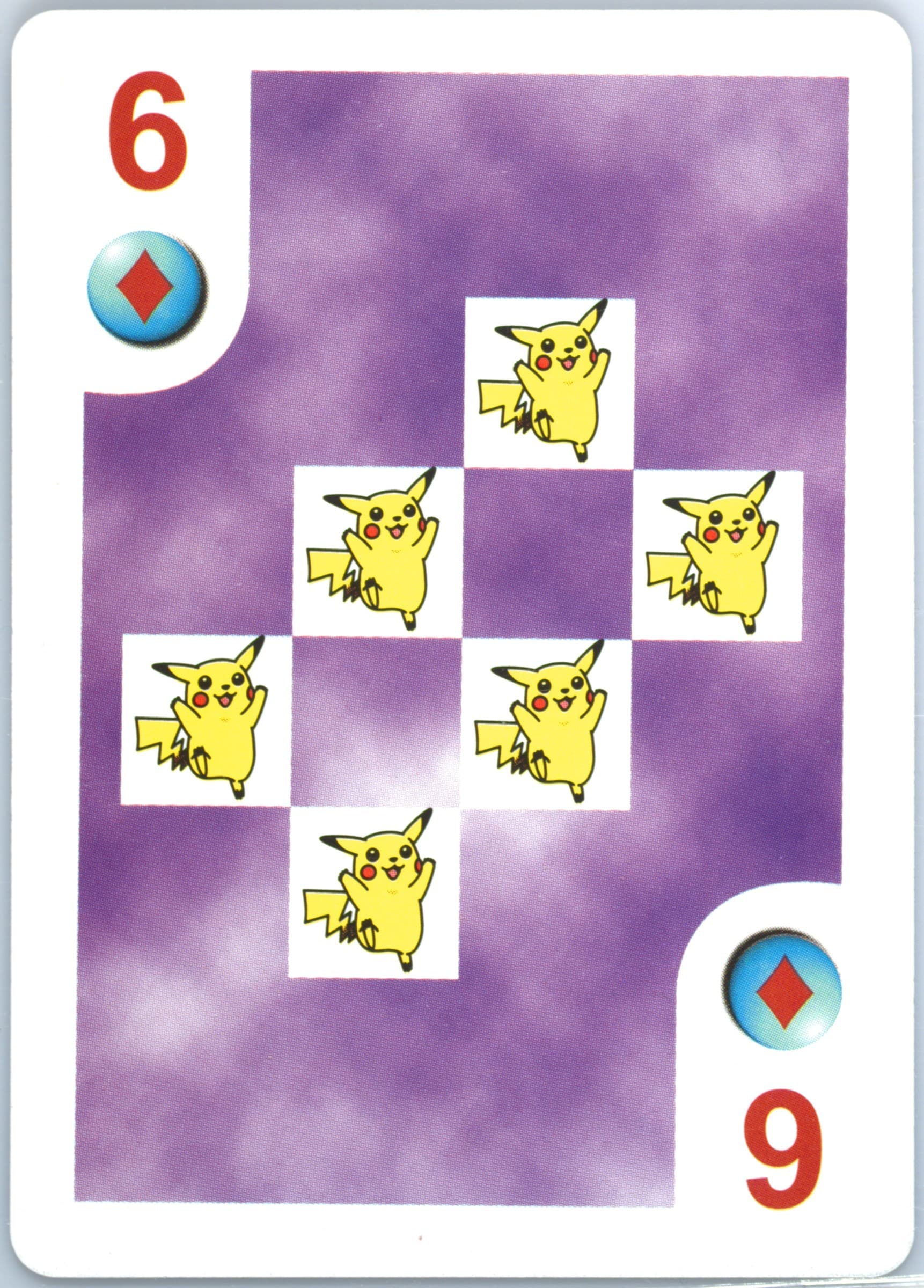 Pikachu 6 of Diamonds 1999 Bicycle Pokemon Playing Cards