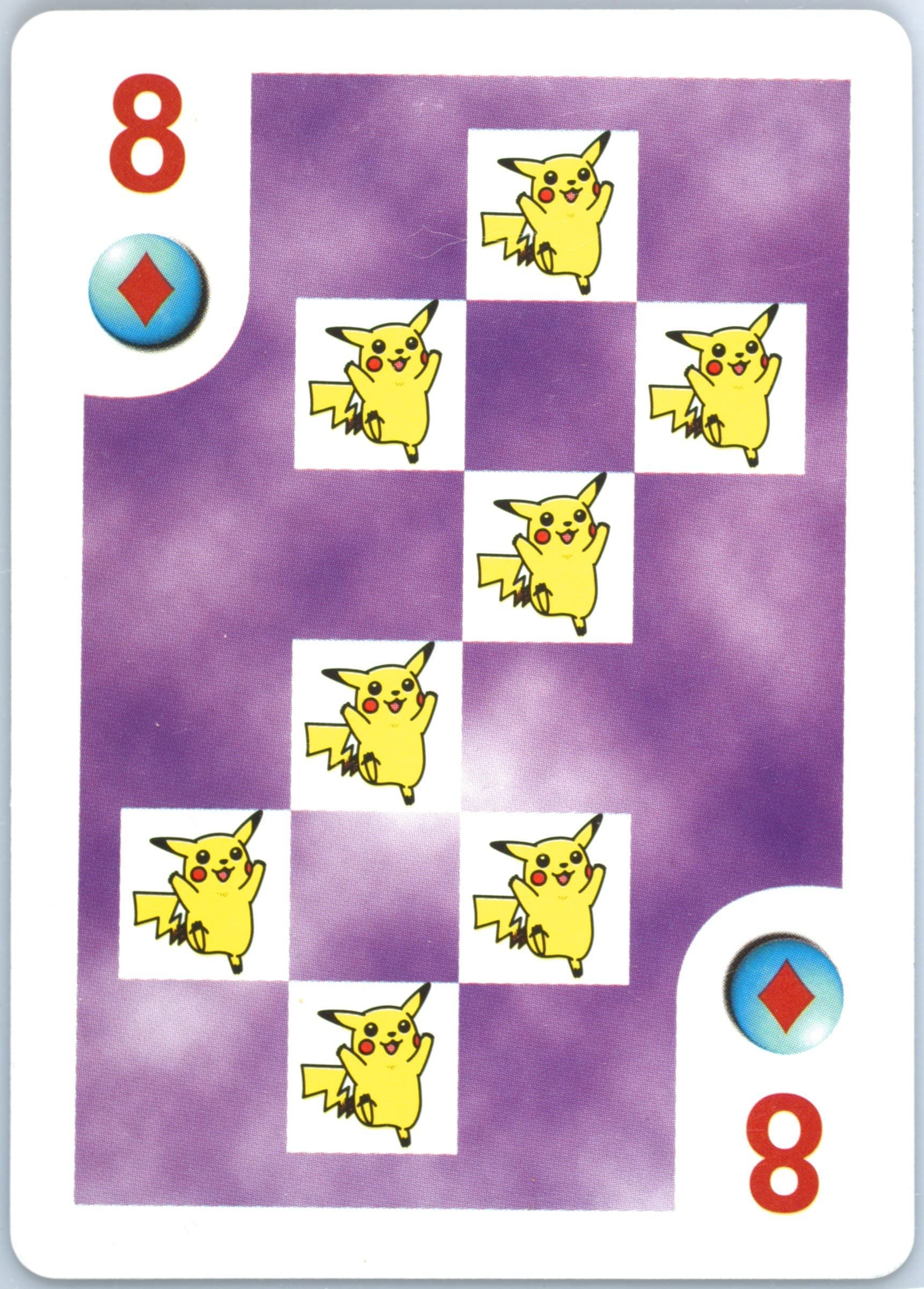 Pikachu 8 of Diamonds 1999 Bicycle Pokemon Playing Cards