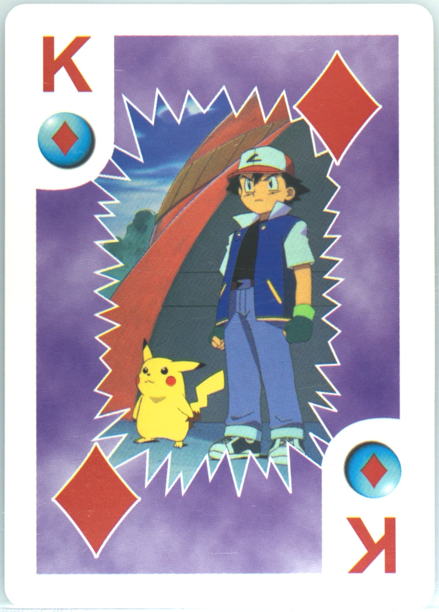 Ash and Pikachu King of Diamonds 1999 Bicycle Pokemon Playing Cards