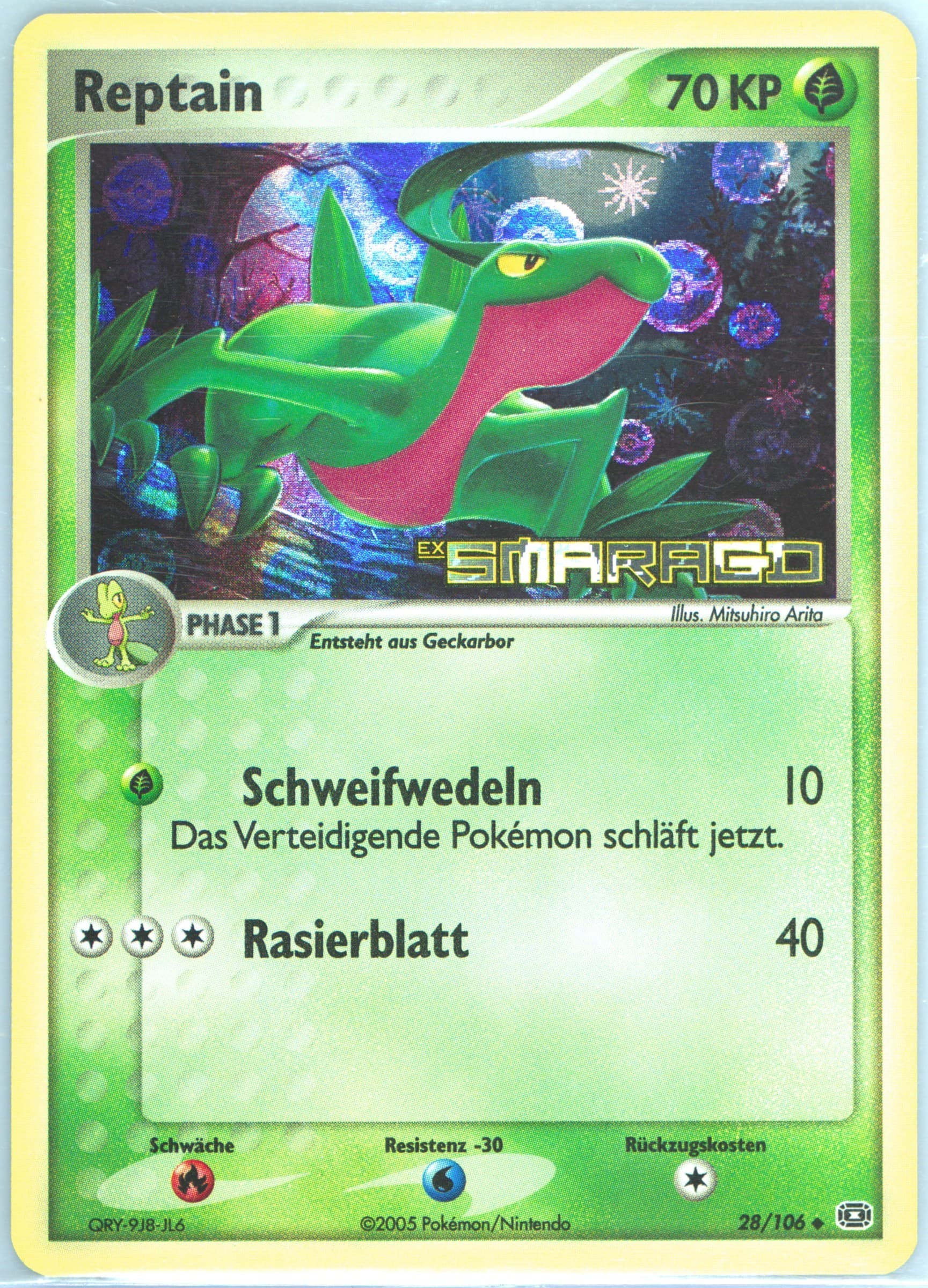 Reptain-Reverse Foil German (28) 2005 Pokemon EX Emerald