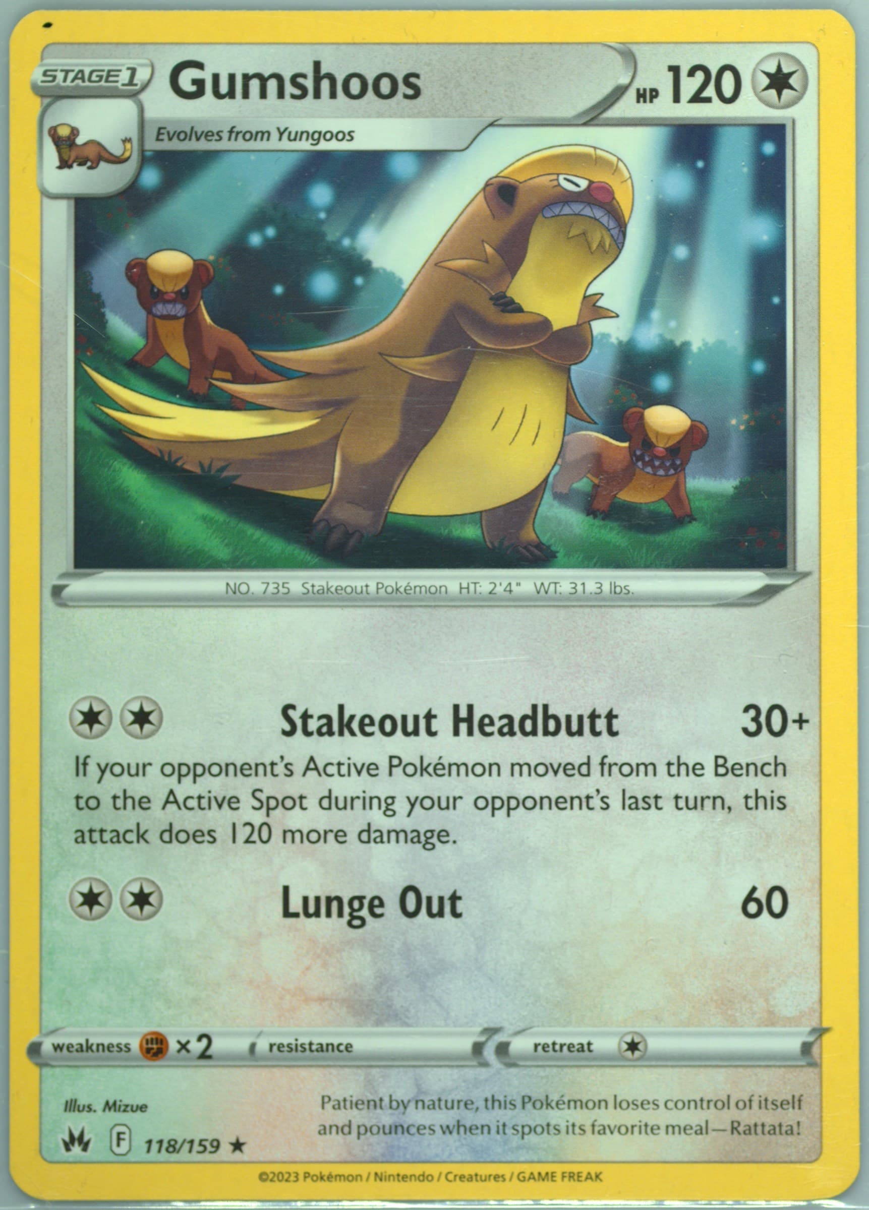 Gumshoos (118) 2023 Pokemon Sword and Shield Crown Zenith