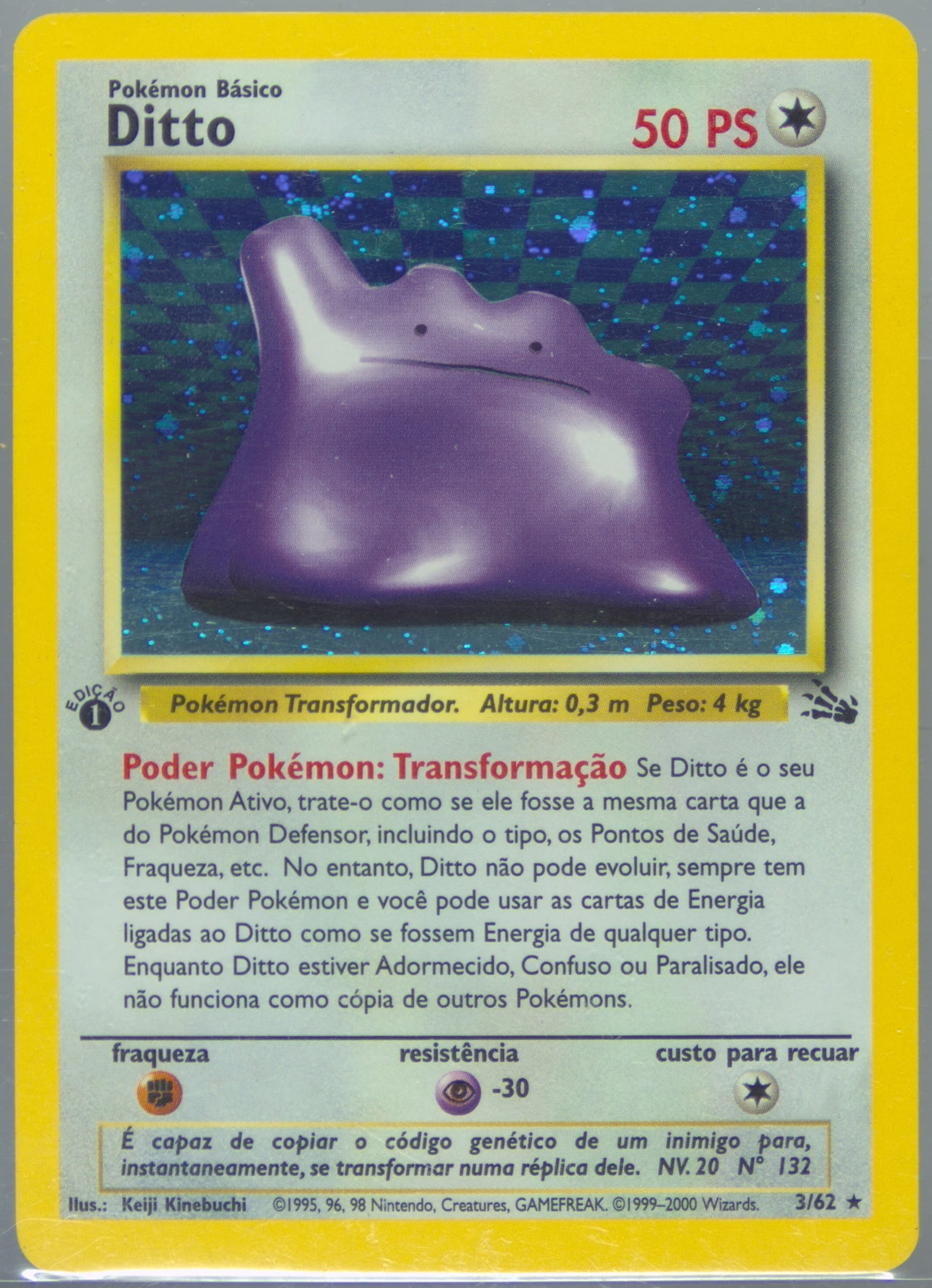 Ditto-Holo 1st Edition (3) 2000 Pokemon Portuguese Fossil