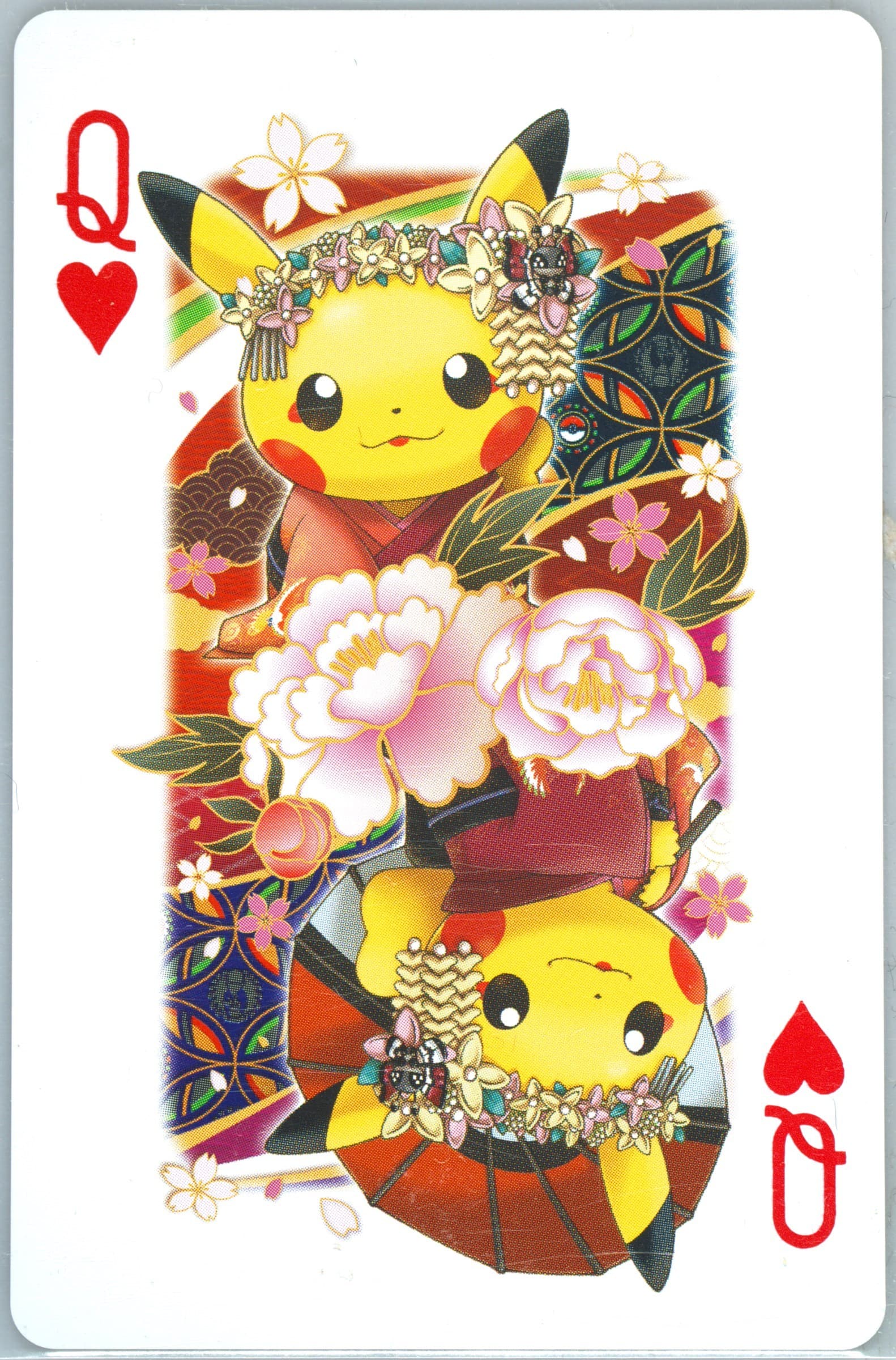 Queen of Hearts 2016 Pokemon Playing Cards Maiko Pikachu & Okuge Pikachu