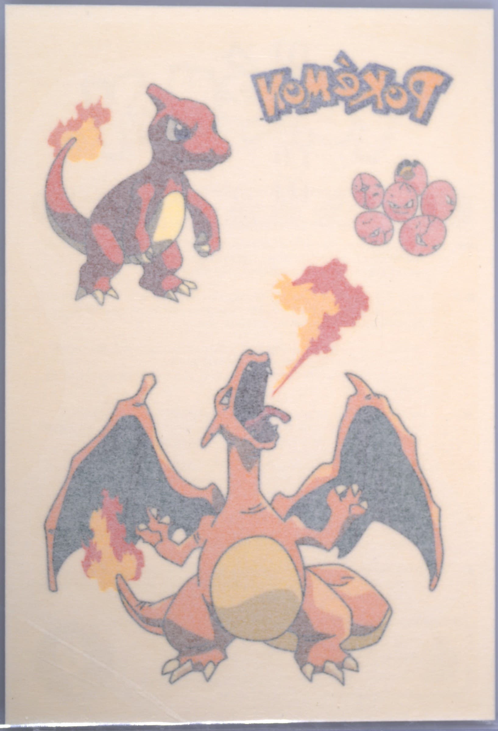 Charizard/Charmeleon/Exeggcute With Coating (8) 2000 Merlin Pokemon Tattoos