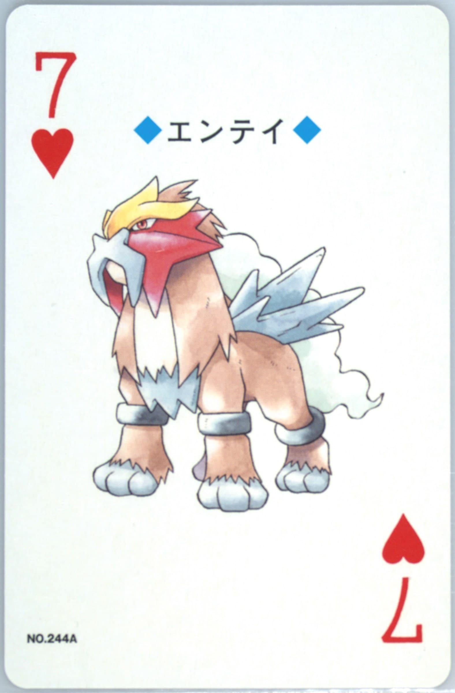 Entei 7 of Hearts (244A) 2000 Pokemon Gold Version Playing Cards