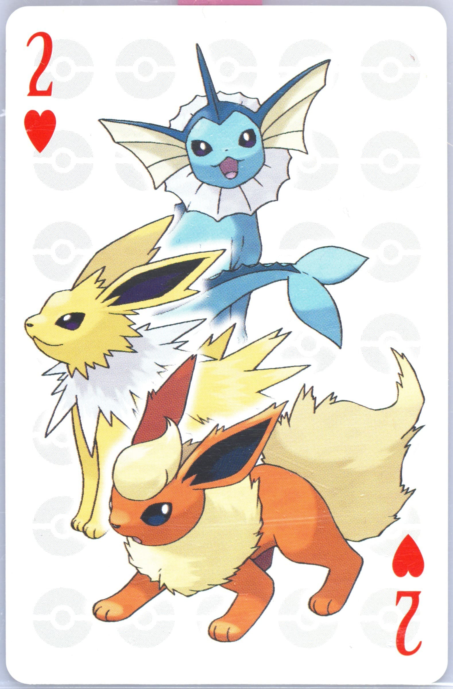 Flareon/Jolteon/Vaporeon 2 of Hearts 2006 Pokemon Center 10th Anniversary Playing Cards Yellow Deck