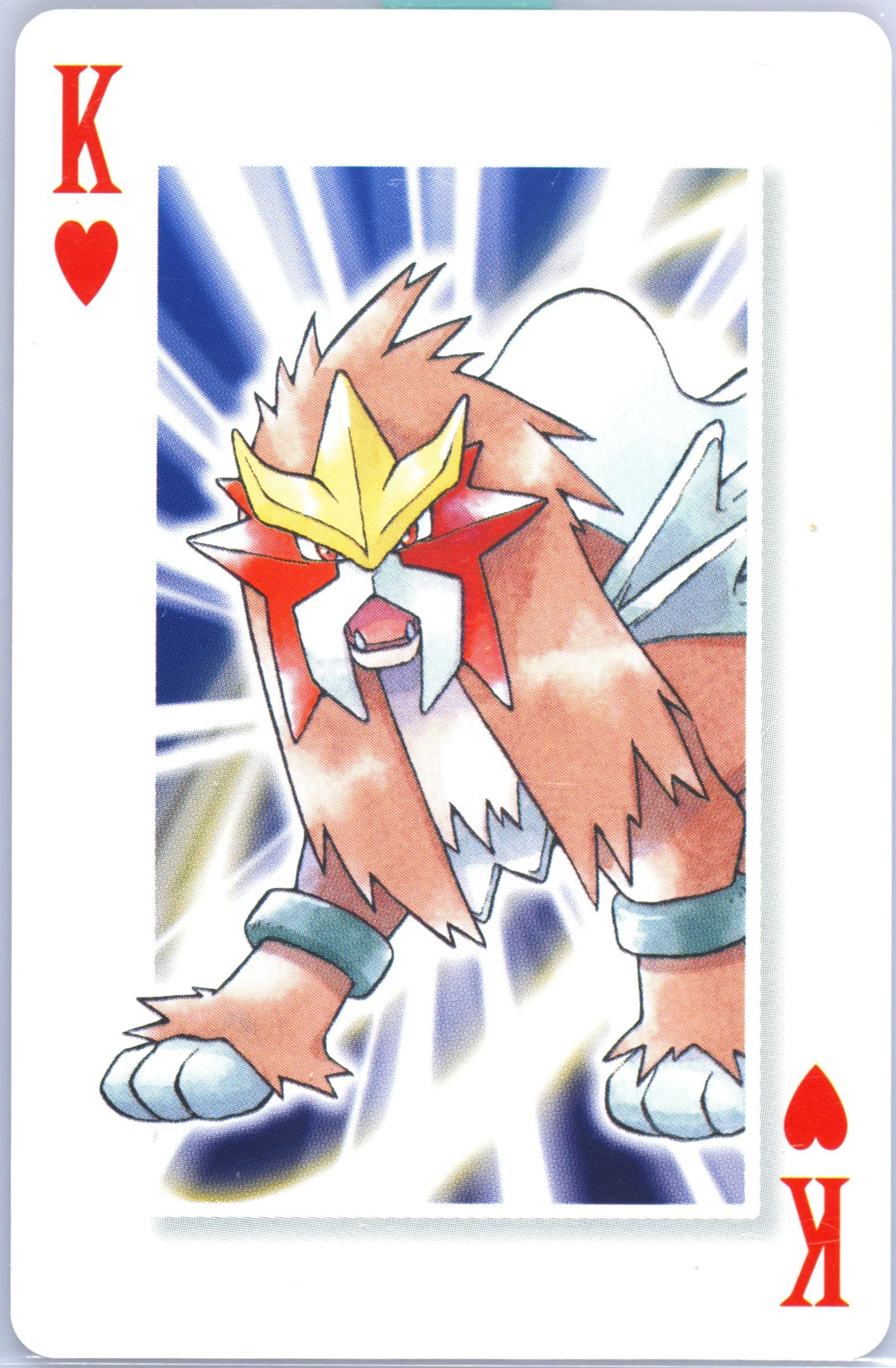 Entei King of Hearts 2006 Pokemon Center 10th Anniversary Playing Cards Blue Deck