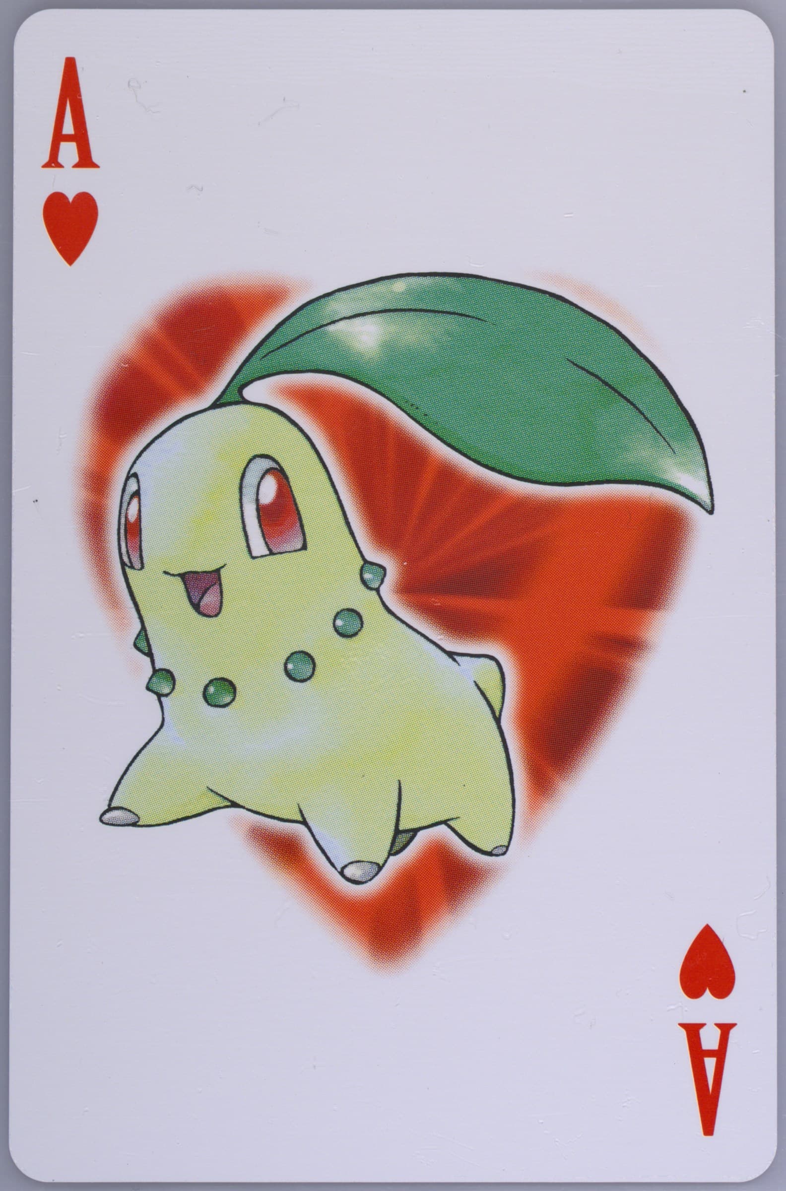 Chikorita Ace of Hearts 2006 Pokemon Center 10th Anniversary Playing Cards Green Deck