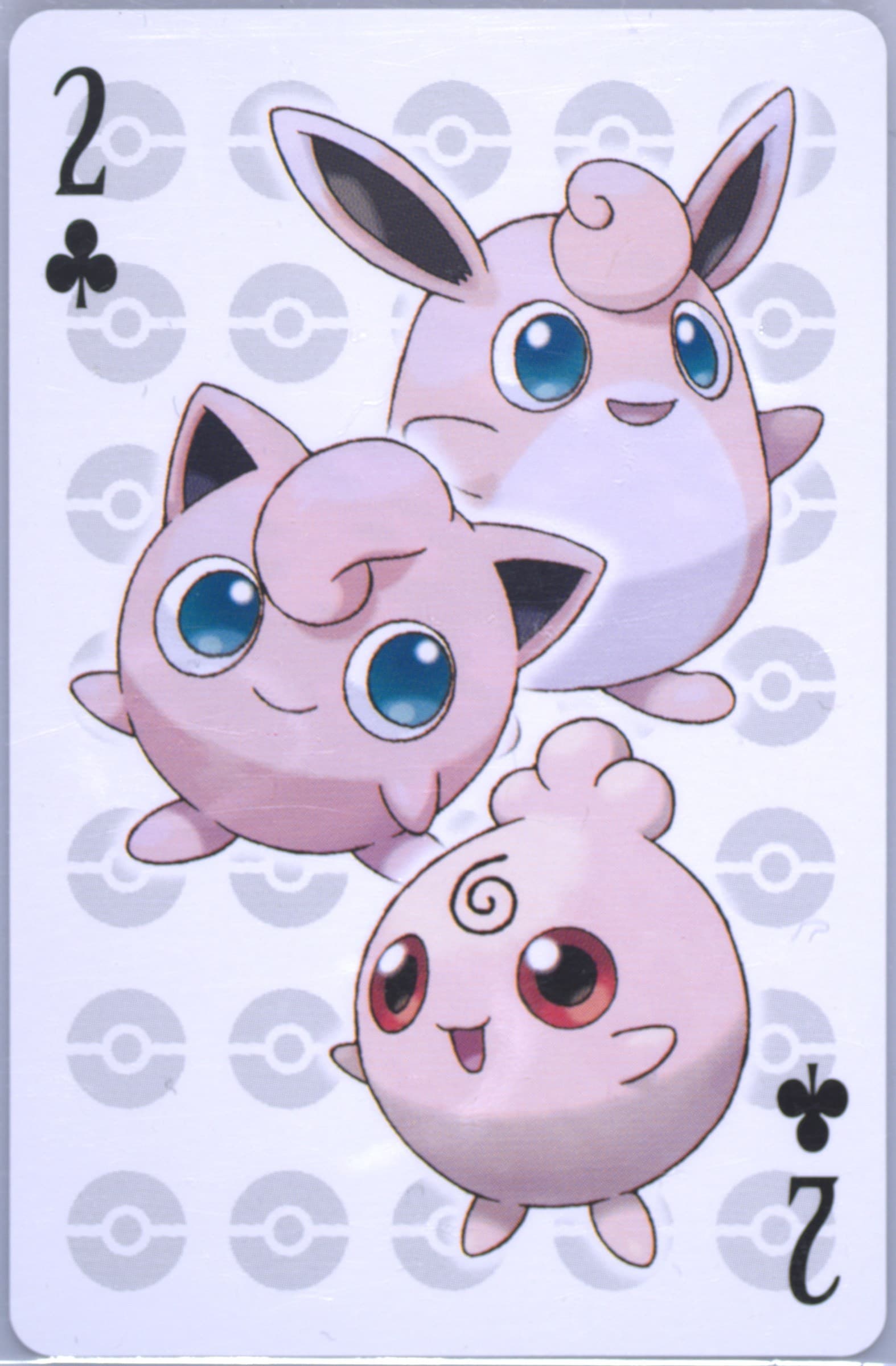 Igglybuff/Jigglypuff/Wigglytuff 2 of Clubs 2006 Pokemon Center 10th Anniversary Playing Cards Blue Deck