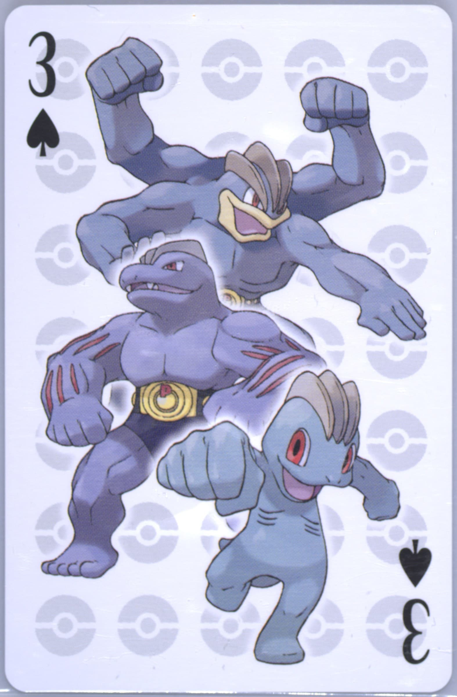 Machamp/Machoke/Machop 3 of Spades 2006 Pokemon Center 10th Anniversary Playing Cards Blue Deck