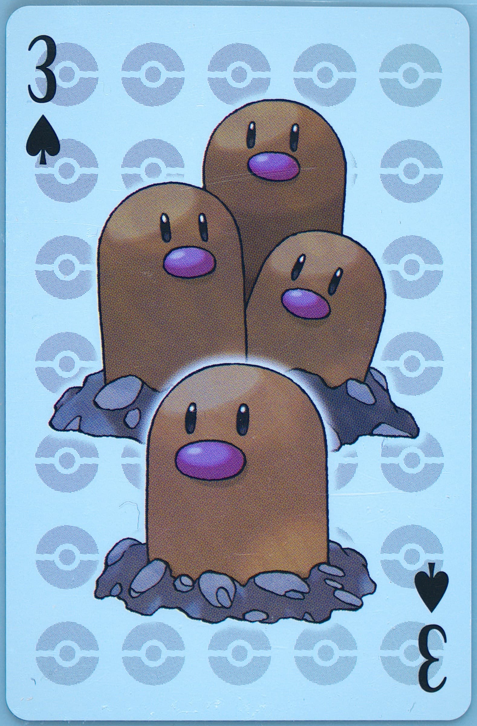 Diglett/Dugtrio 3 of Spades 2006 Pokemon Center 10th Anniversary Playing Cards Red Deck