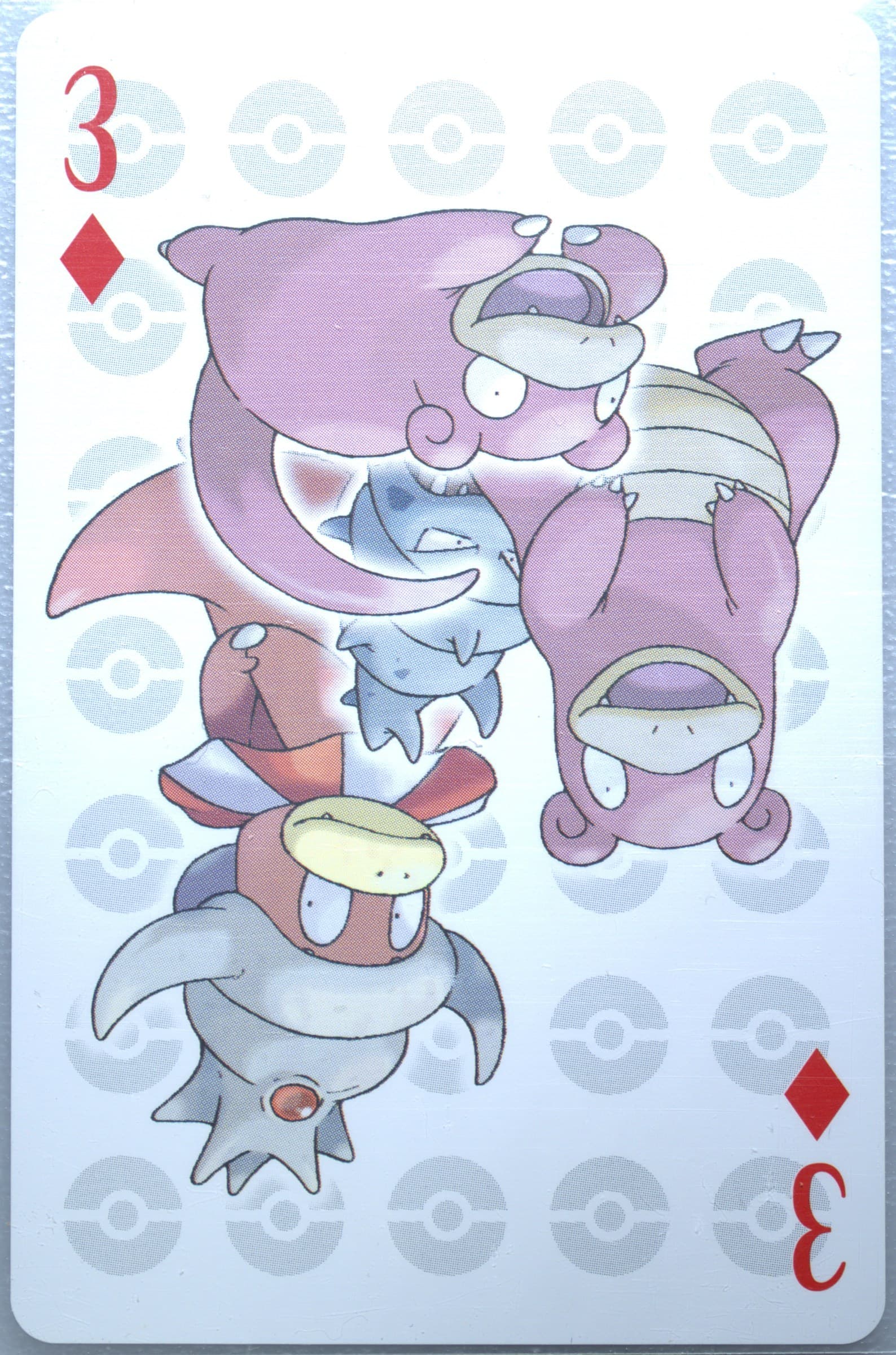 Slowbro/Slowking/Slowpoke 3 of Diamonds 2006 Pokemon Center 10th Anniversary Playing Cards Yellow Deck