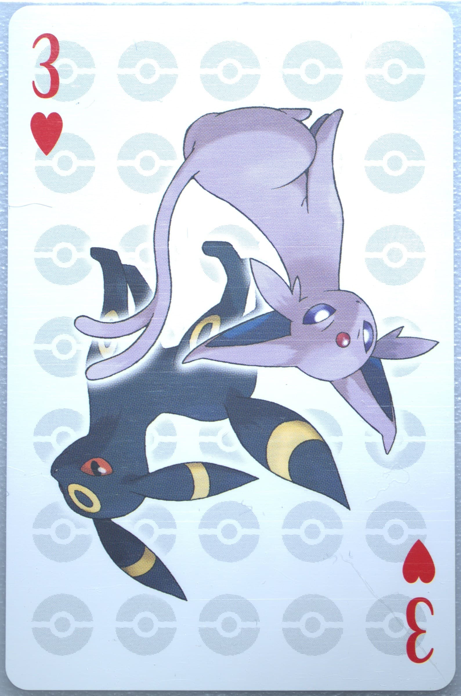 Espeon/Umbreon 3 of Hearts 2006 Pokemon Center 10th Anniversary Playing Cards Yellow Deck