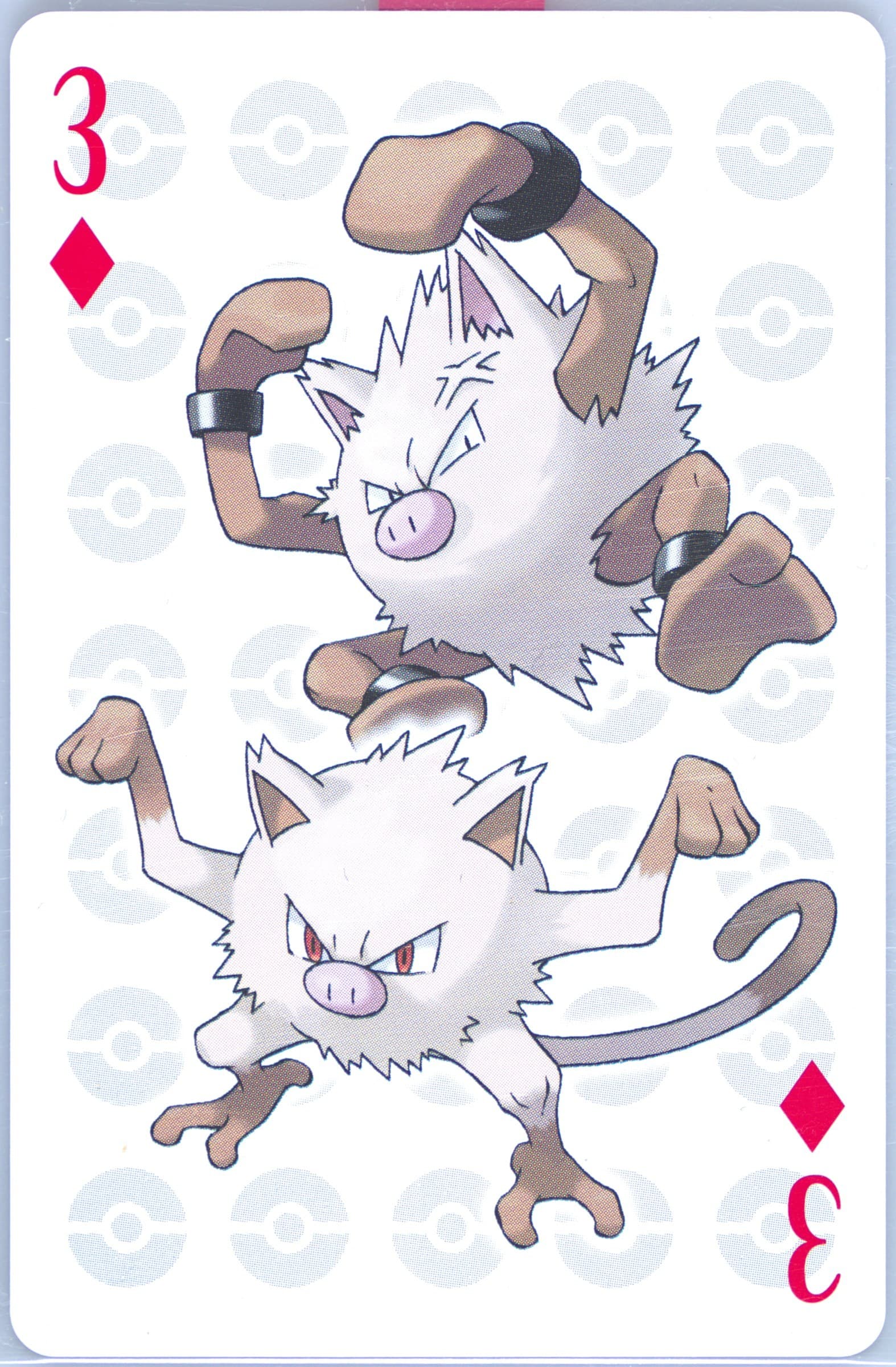 Mankey/Primeape 3 of Diamonds 2006 Pokemon Center 10th Anniversary Playing Cards Red Deck