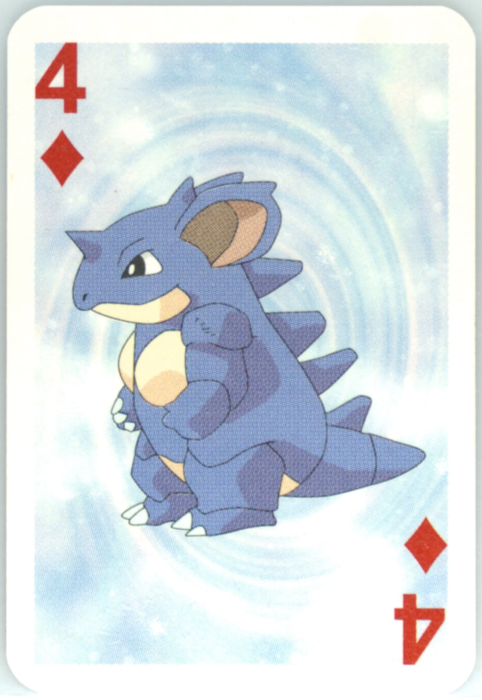 Nidoqueen 4 of Diamonds 1999 Bicycle Pokemon Mini Playing Cards Blue Deck