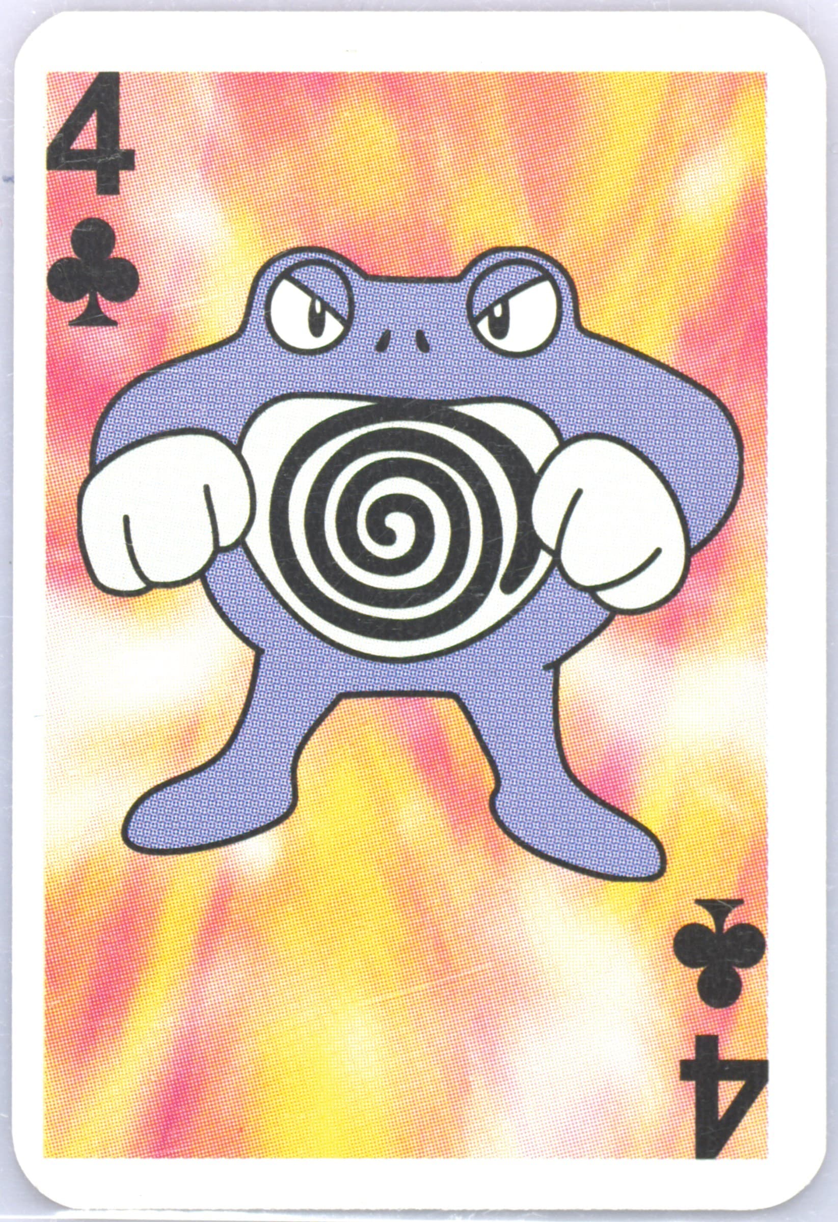 Poliwrath 4 of Clubs 1999 Bicycle Pokemon Mini Playing Cards Red Deck
