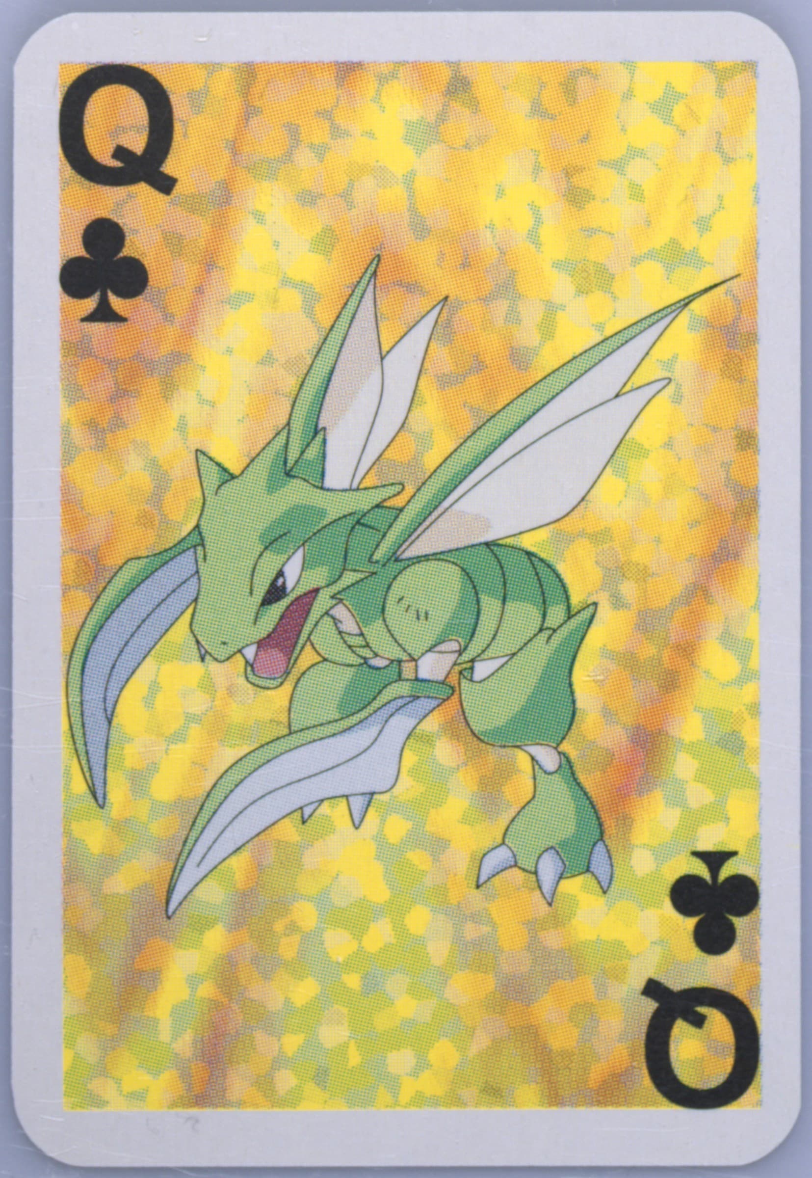 Scyther Queen of Clubs 1999 Bicycle Pokemon Mini Playing Cards Green Deck