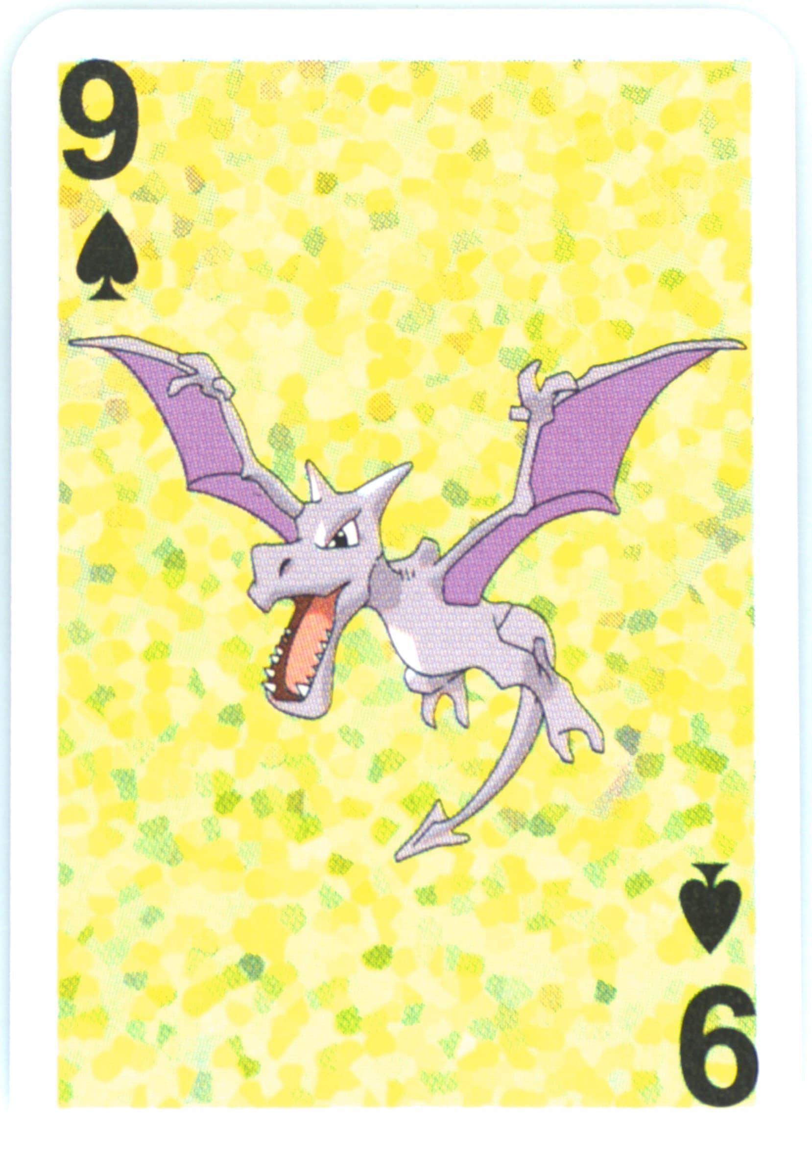 Aerodactyl 9 of Spades 1999 Bicycle Pokemon Mini Playing Cards Green Deck