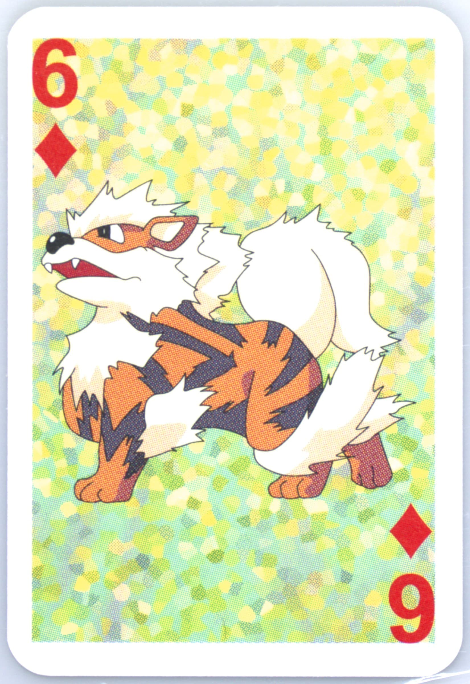 Arcanine 6 of Diamonds 1999 Bicycle Pokemon Mini Playing Cards Green Deck