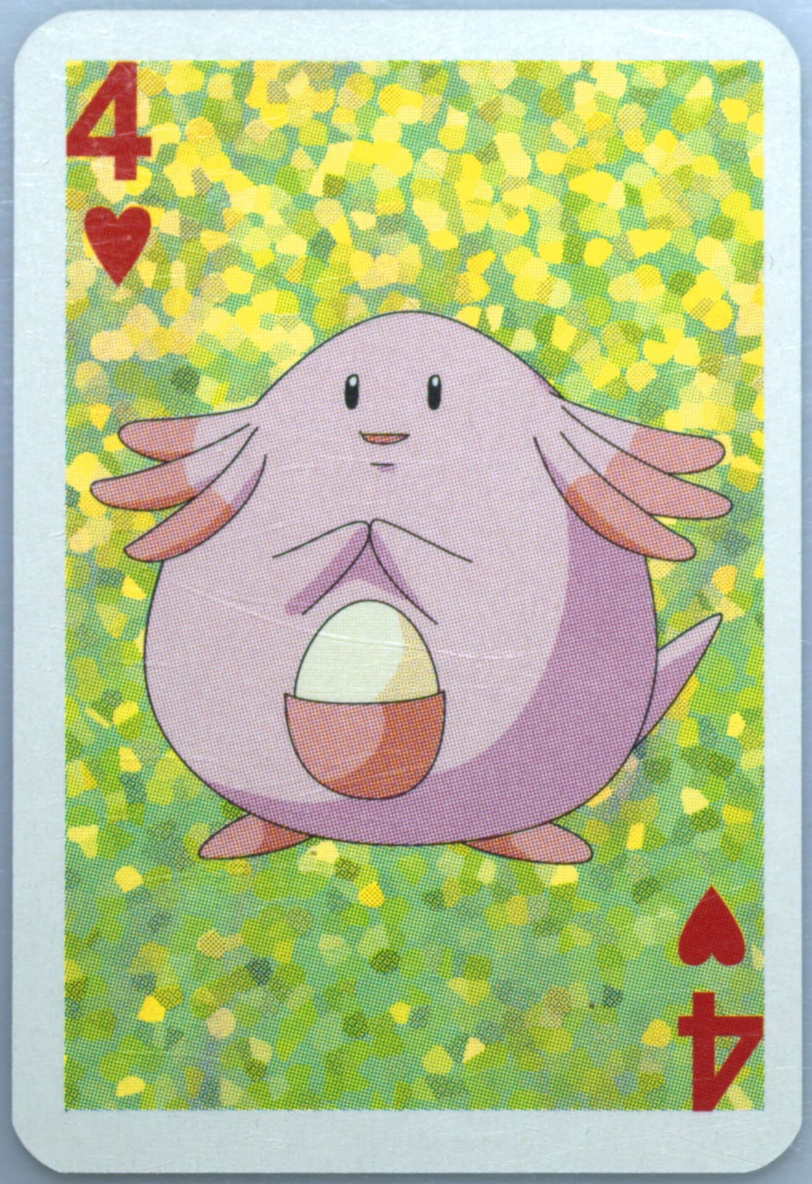 Chansey 4 of Hearts 1999 Bicycle Pokemon Mini Playing Cards Green Deck