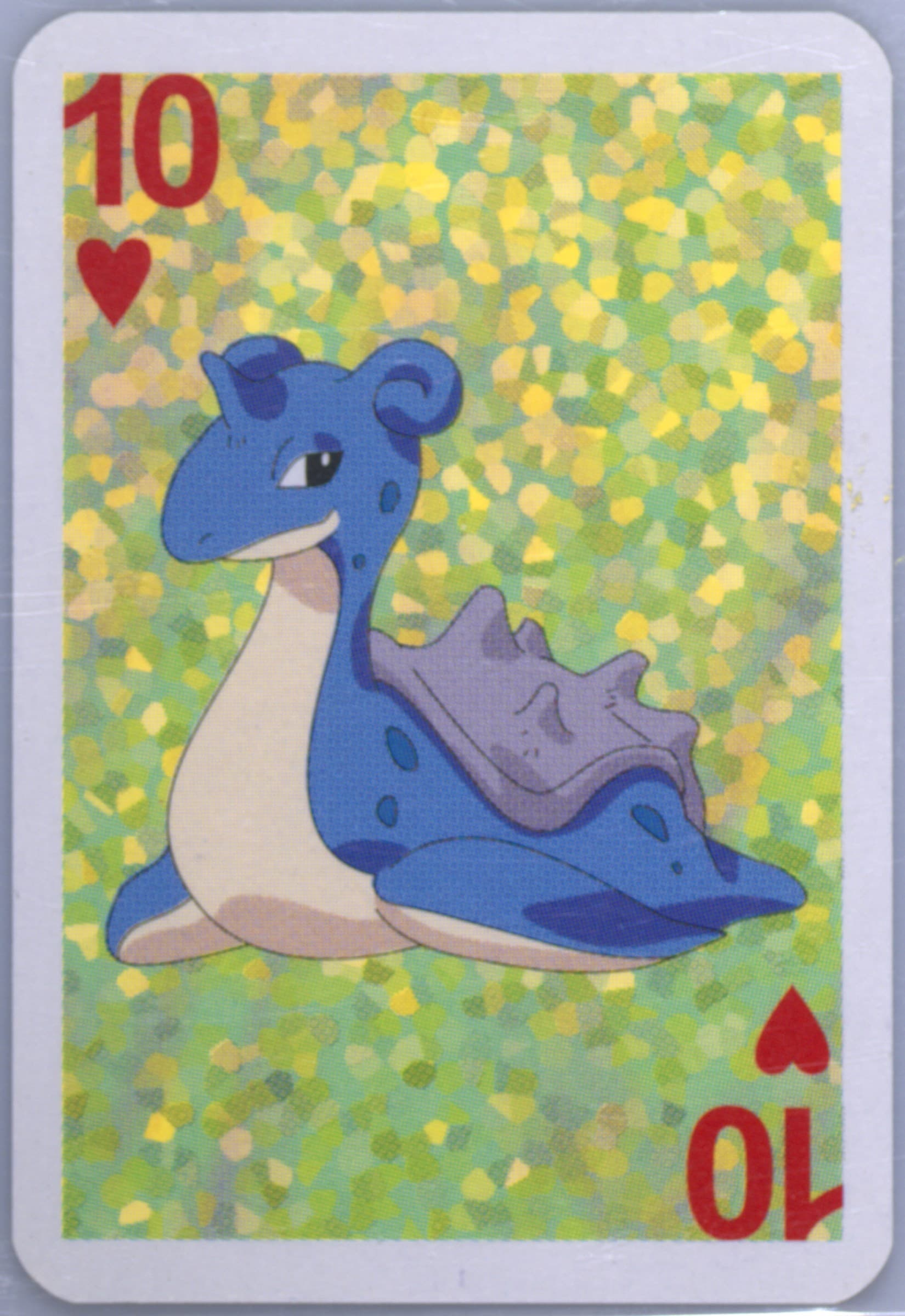 Lapras 10 of Hearts 1999 Bicycle Pokemon Mini Playing Cards Green Deck