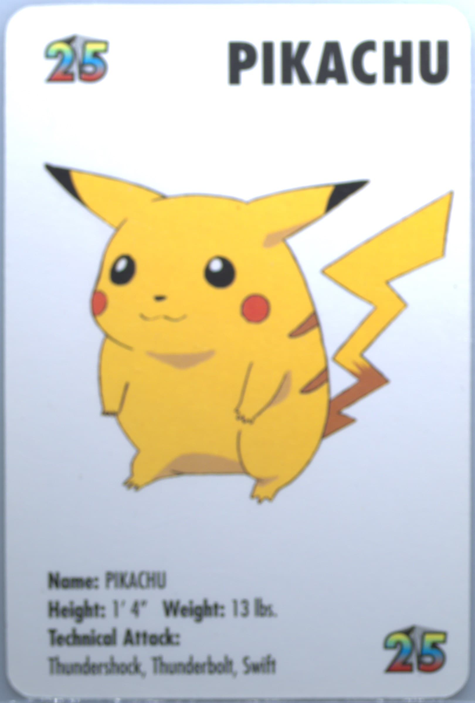 Pikachu (25) 1998 Kfc Pokemon Card Game