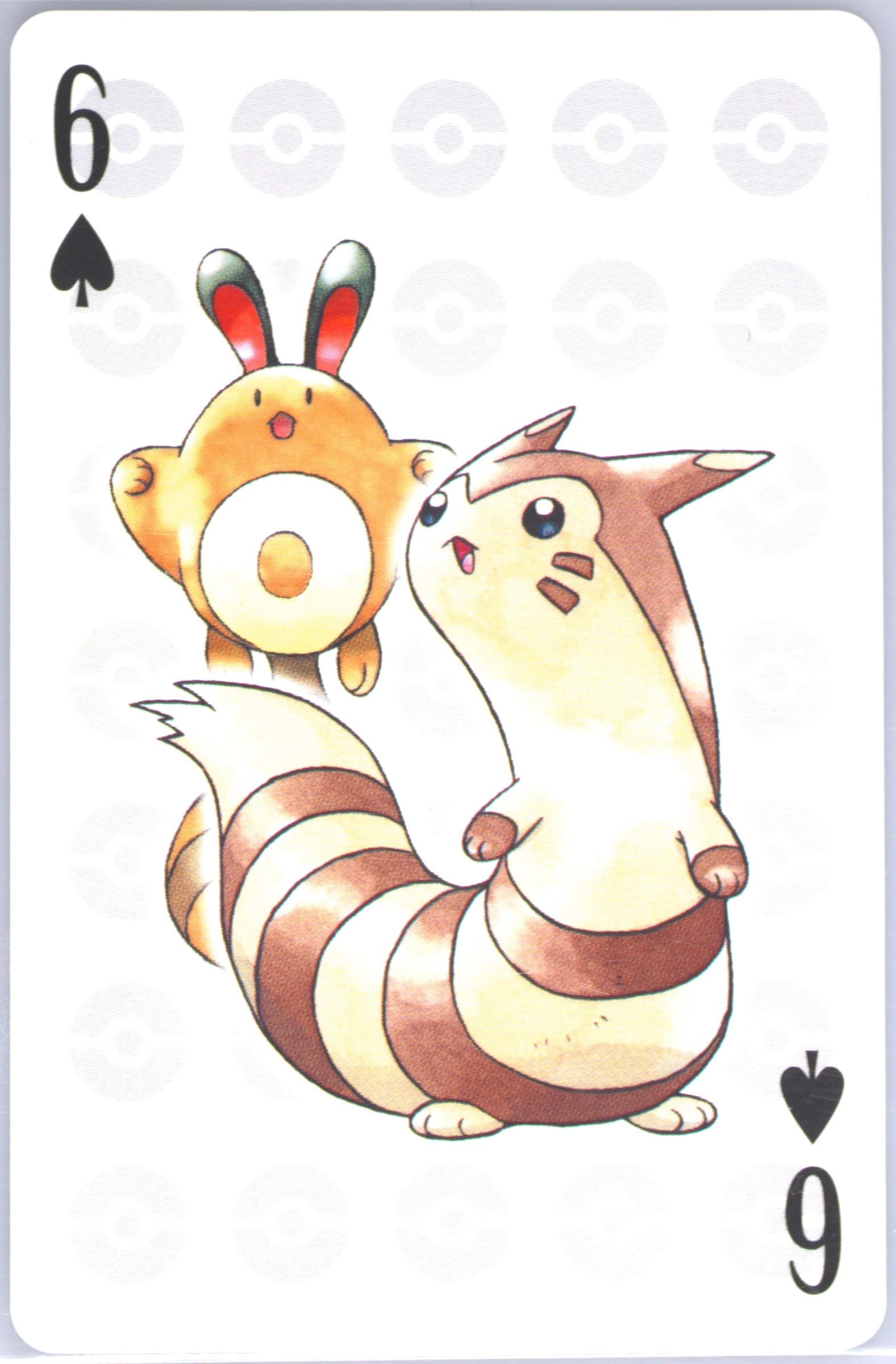 Furret/Sentret 6 of Spades 2006 Pokemon Center 10th Anniversary Playing Cards Red Deck