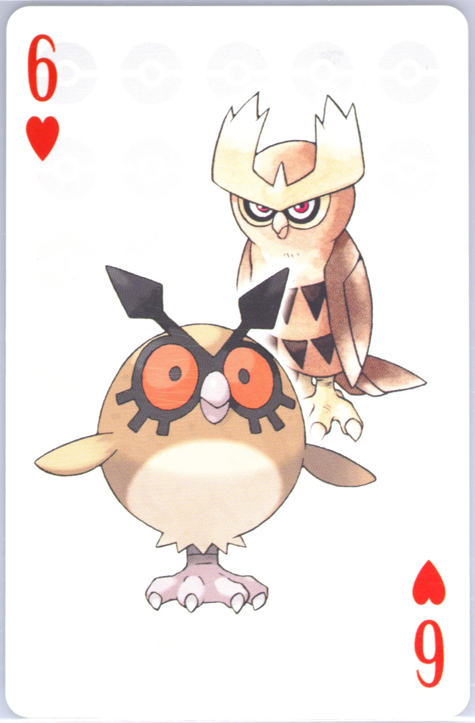 Hoothoot/Noctowl 6 of Hearts 2006 Pokemon Center 10th Anniversary Playing Cards Red Deck