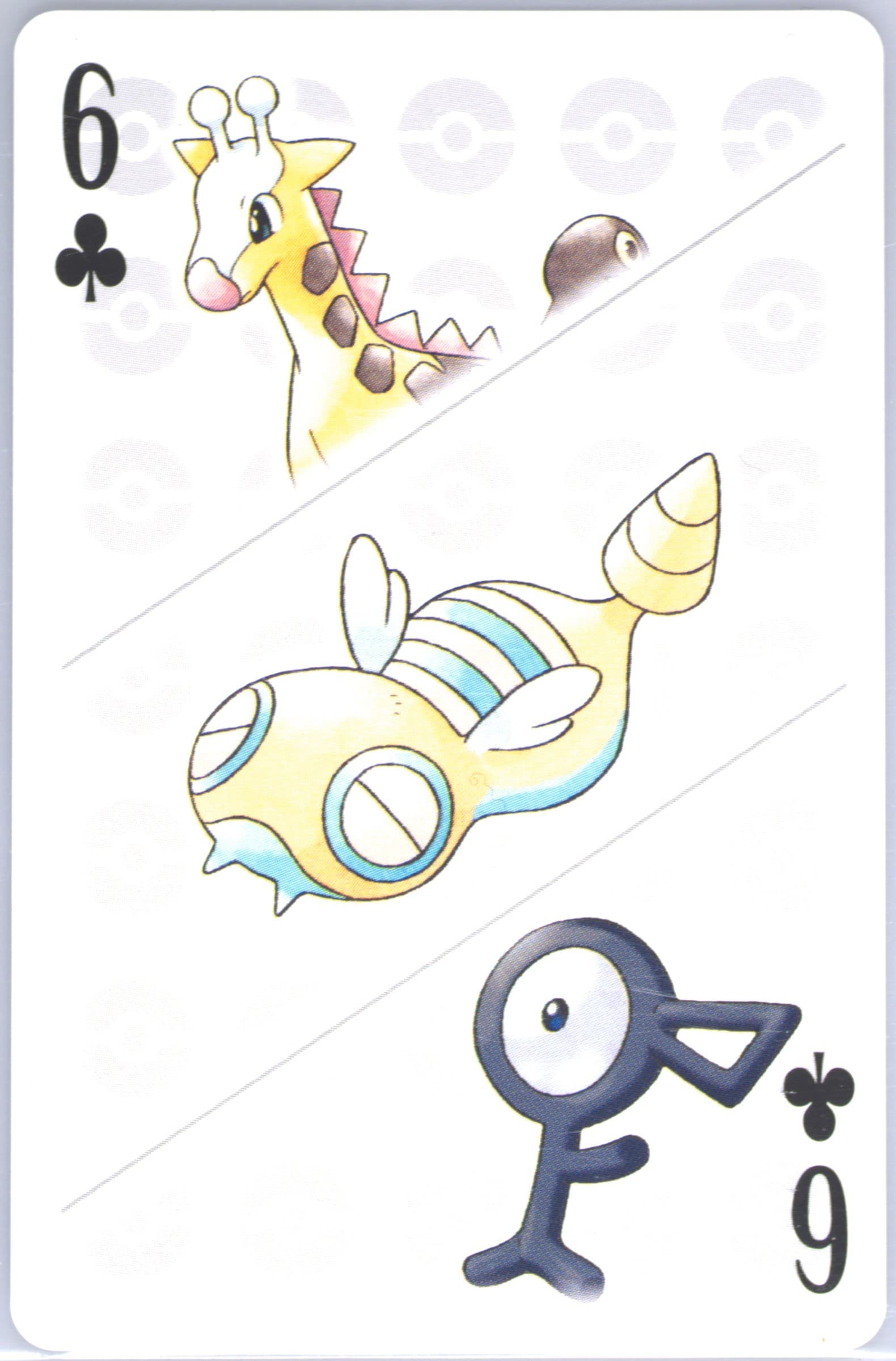 Dunsparce/Girafarig/Unown 6 of Clubs 2006 Pokemon Center 10th Anniversary Playing Cards Yellow Deck