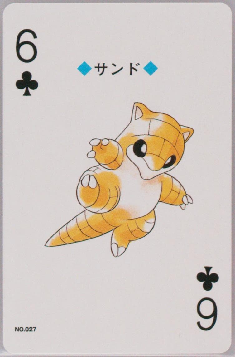 Sandshrew 6 of Clubs (027) 2000 Pokemon Gold Version Playing Cards
