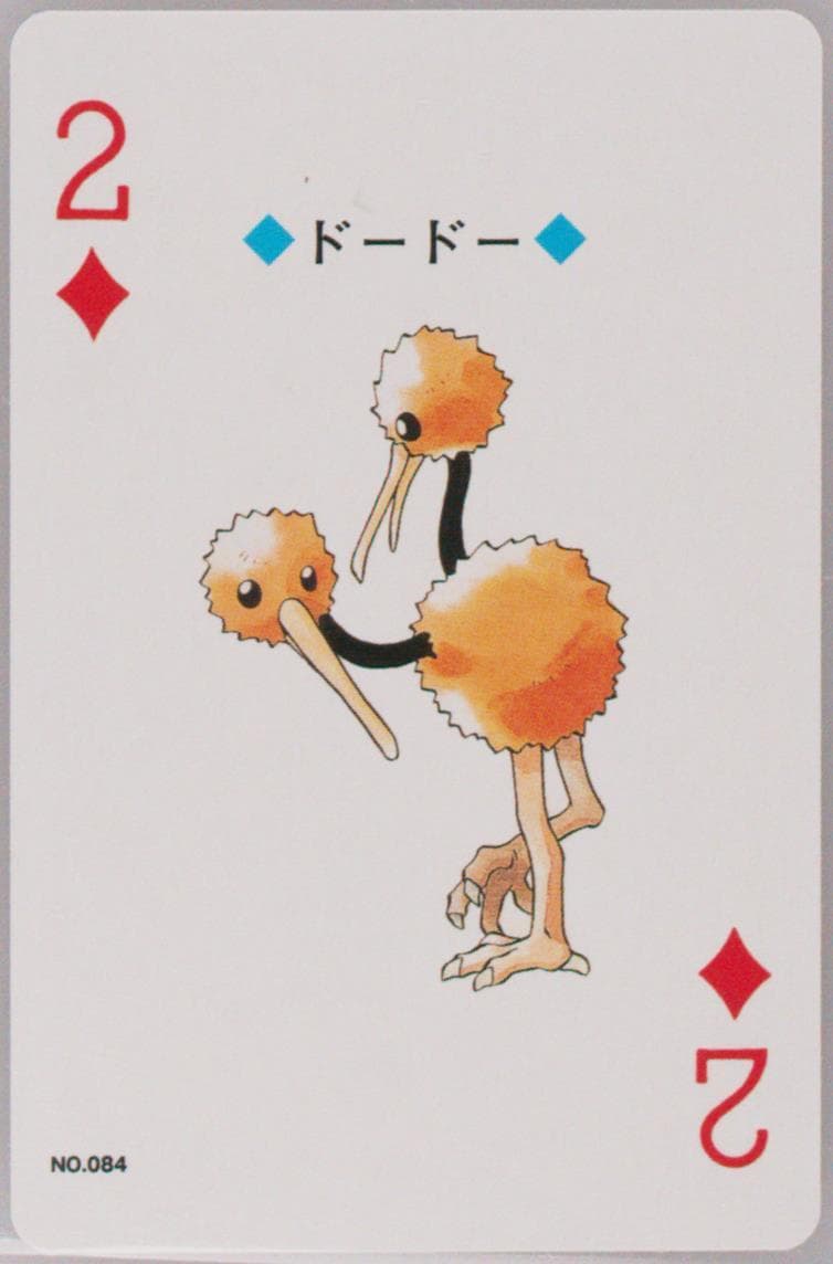 Doduo 2 of Diamonds (084) 2000 Pokemon Gold Version Playing Cards