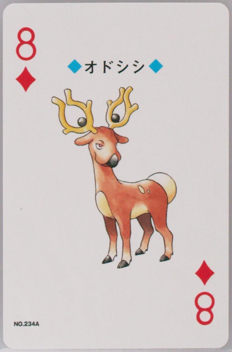 Stantler 8 of Diamonds (234A) 2000 Pokemon Gold Version Playing Cards