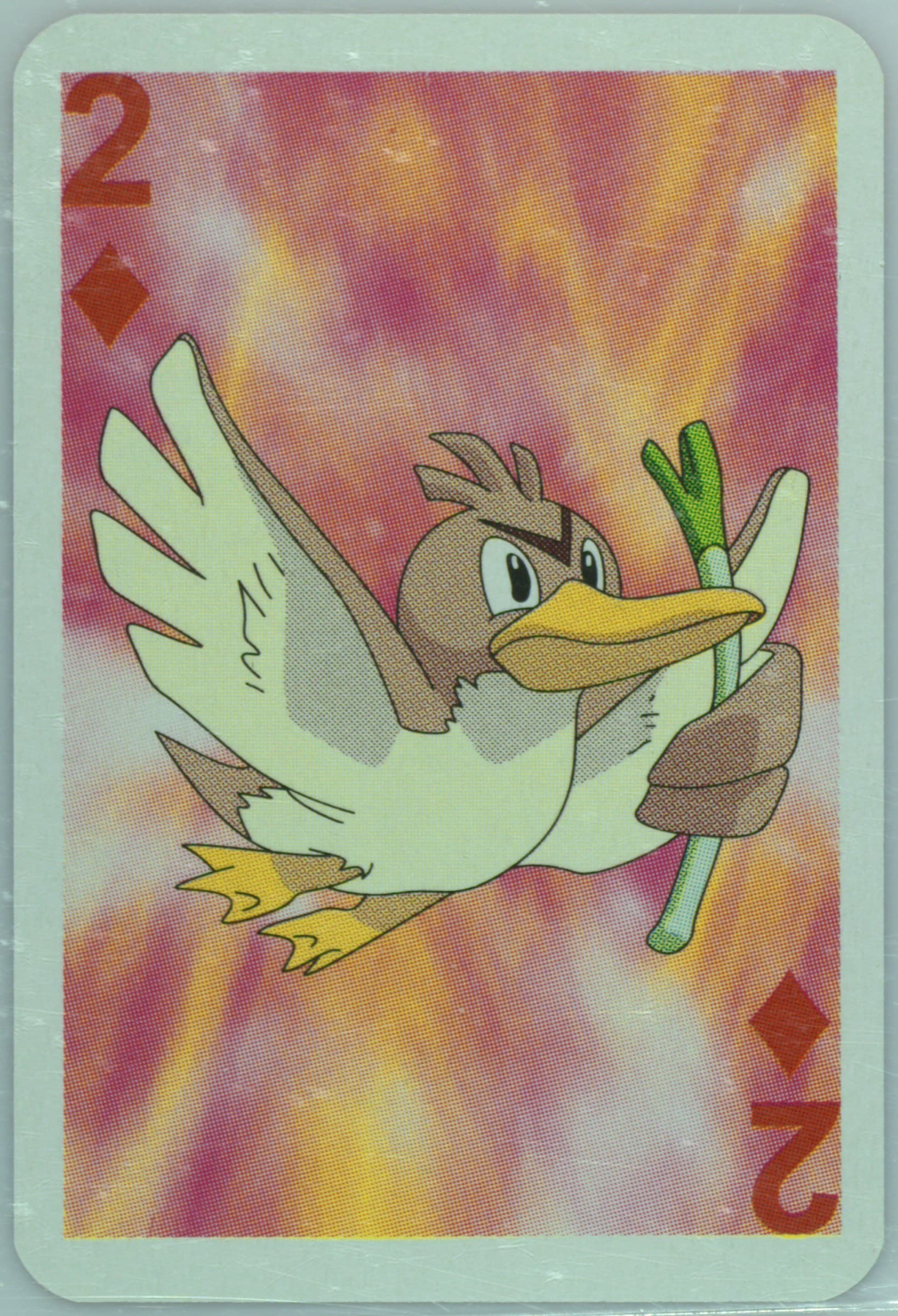 Farfetch'd 2 of Diamonds 1999 Bicycle Pokemon Mini Playing Cards Red Deck