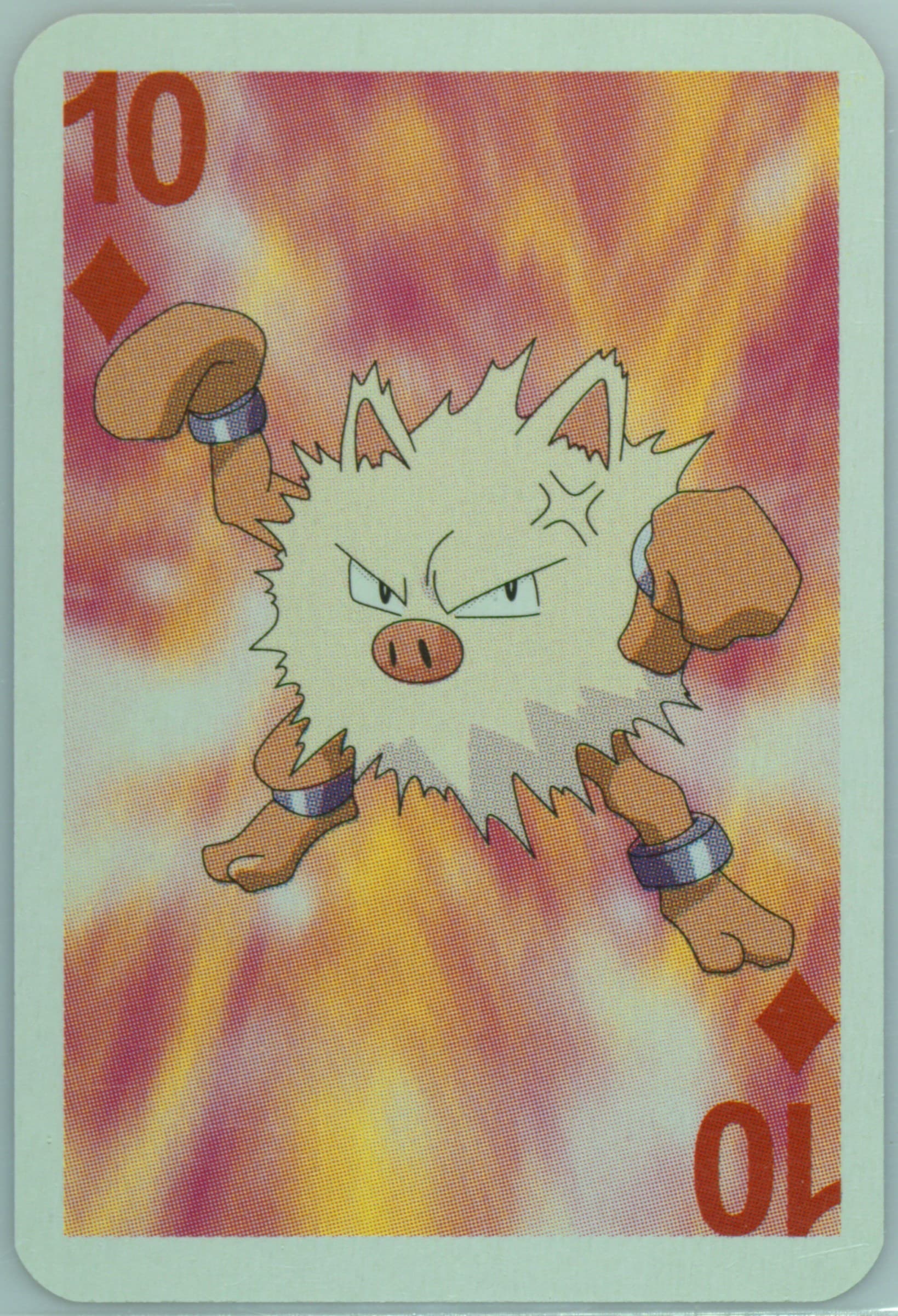 Primeape 10 of Diamonds 1999 Bicycle Pokemon Mini Playing Cards Red Deck