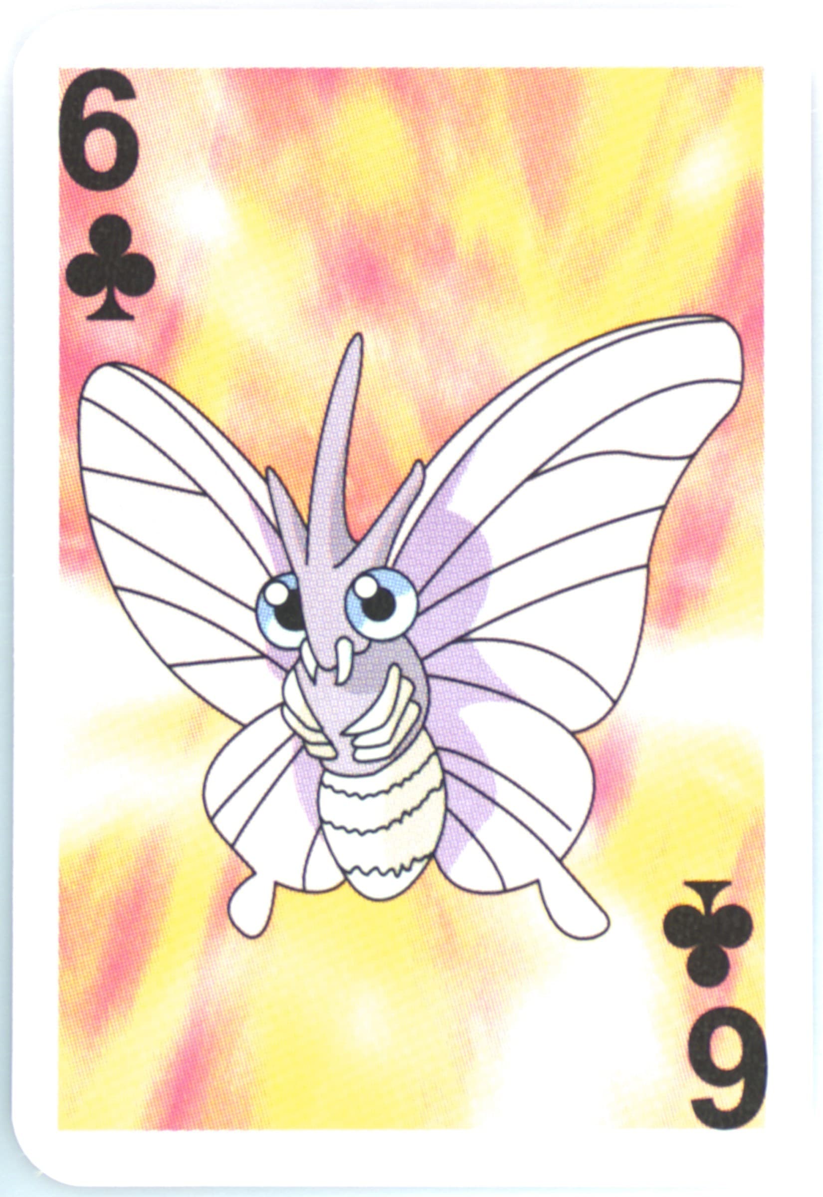 Venomoth 6 of Clubs 1999 Bicycle Pokemon Mini Playing Cards Red Deck