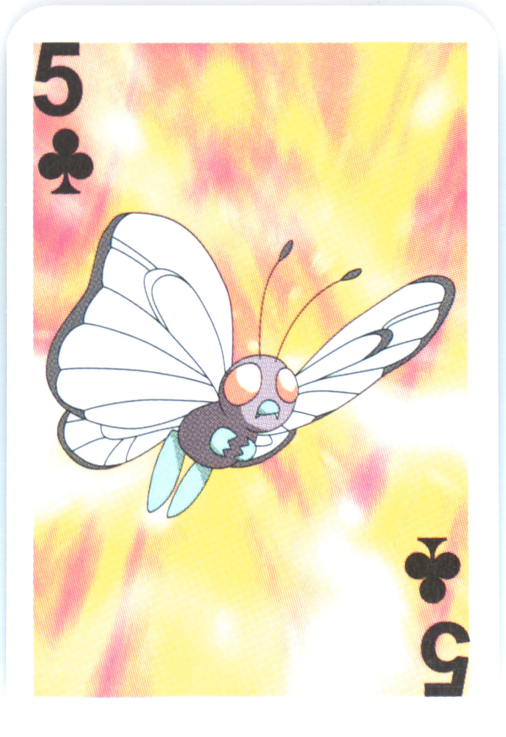 Butterfree 5 of Clubs 1999 Bicycle Pokemon Mini Playing Cards Red Deck
