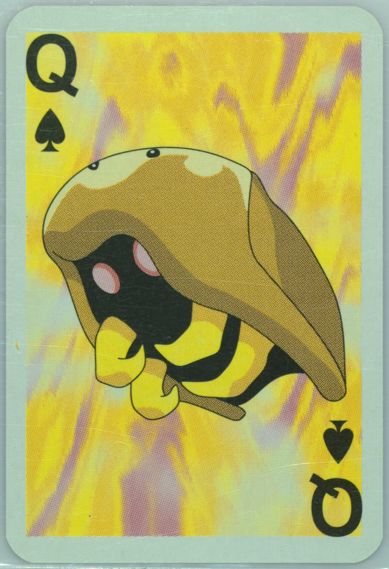 Kabuto Queen of Spades 1999 Bicycle Pokemon Mini Playing Cards Red Deck