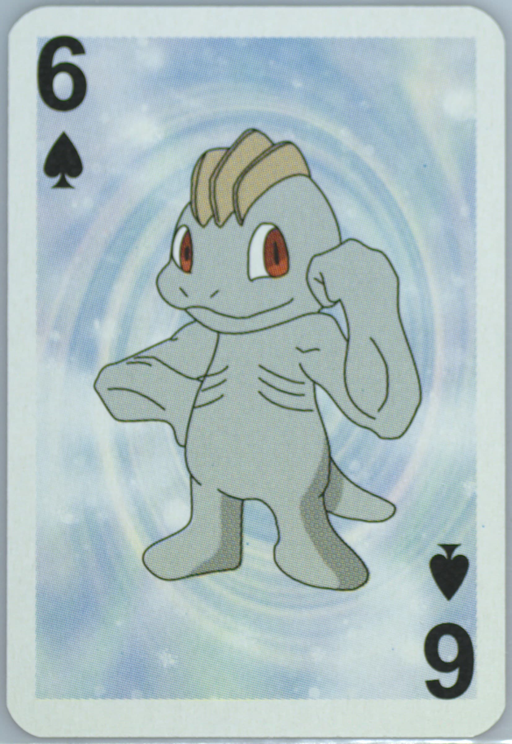 Machop 6 of Spades 1999 Bicycle Pokemon Mini Playing Cards Blue Deck