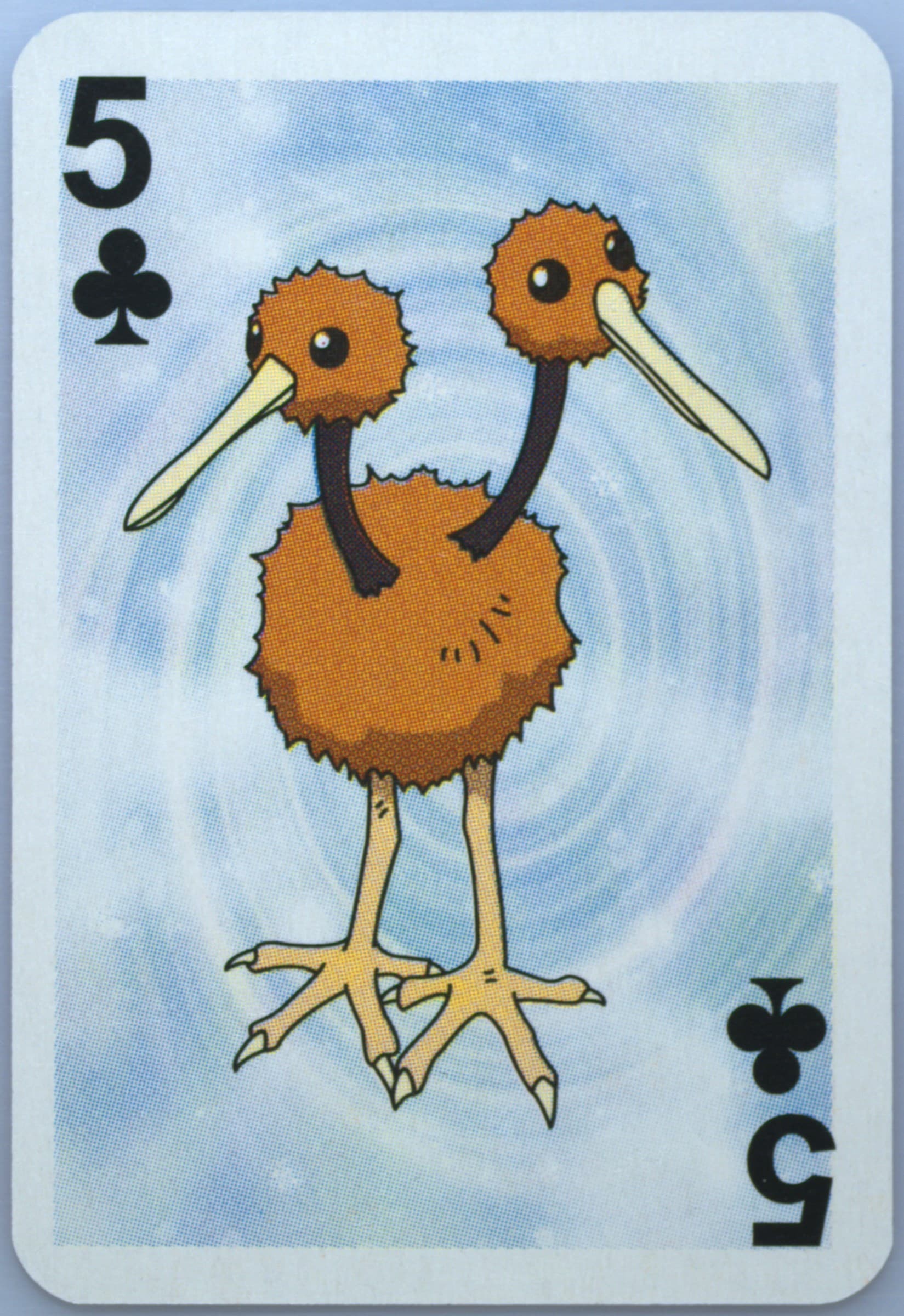 Doduo 5 of Clubs 1999 Bicycle Pokemon Mini Playing Cards Blue Deck