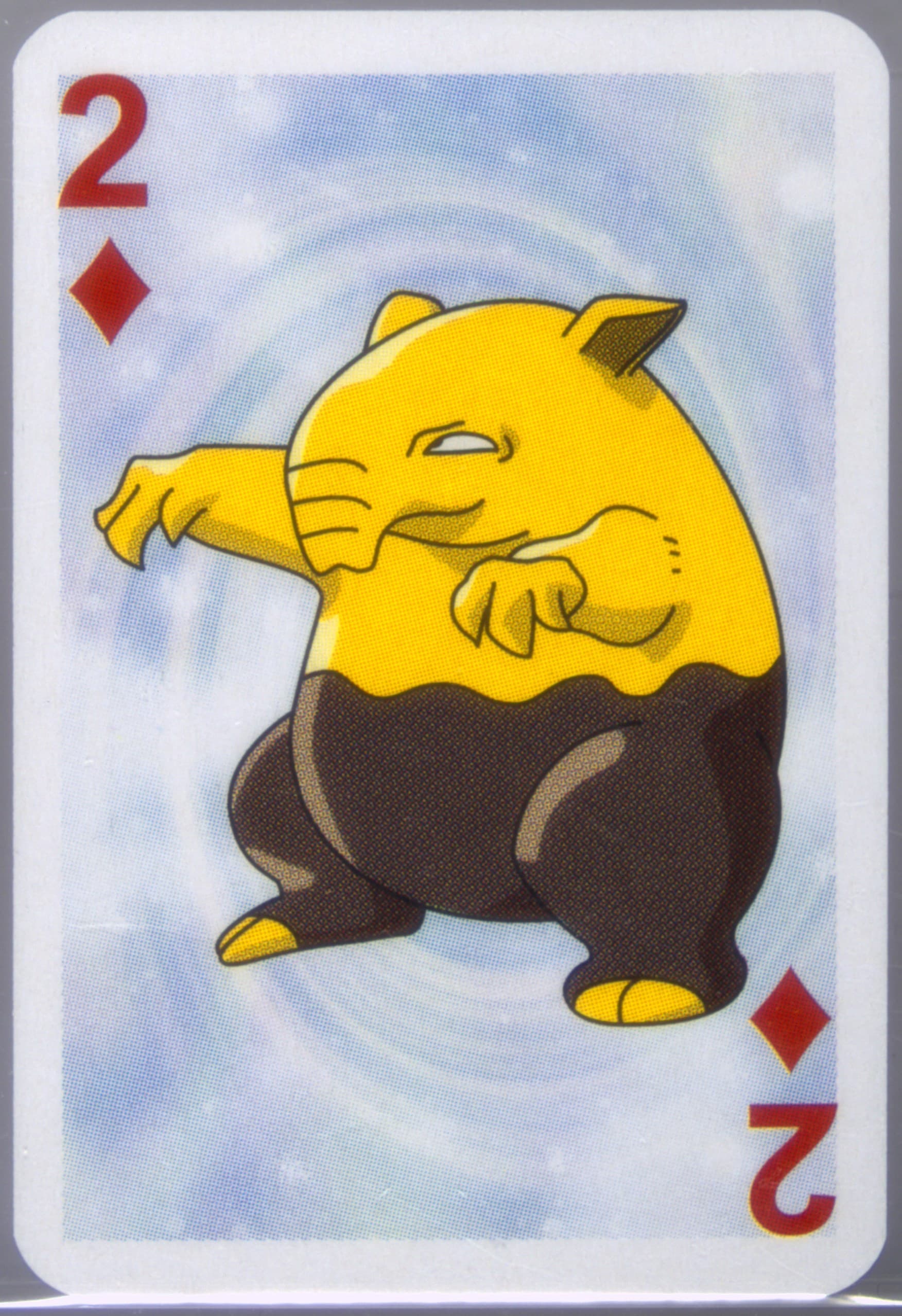Drowzee 2 of Diamonds 1999 Bicycle Pokemon Mini Playing Cards Blue Deck