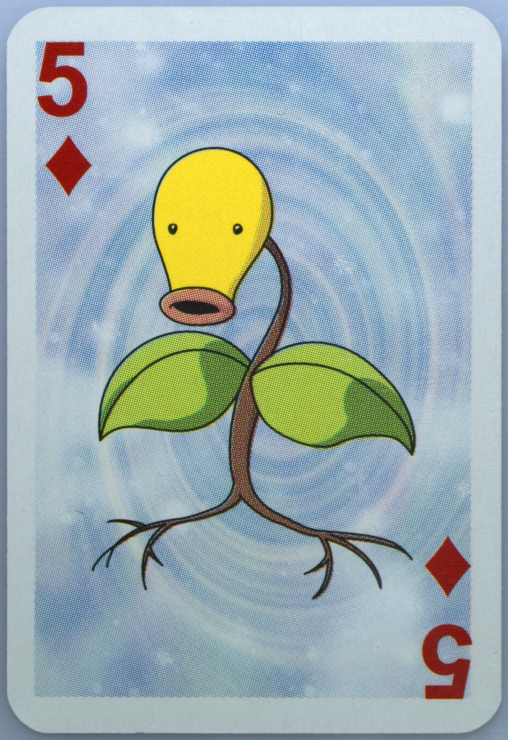Bellsprout 5 of Diamonds 1999 Bicycle Pokemon Mini Playing Cards Blue Deck