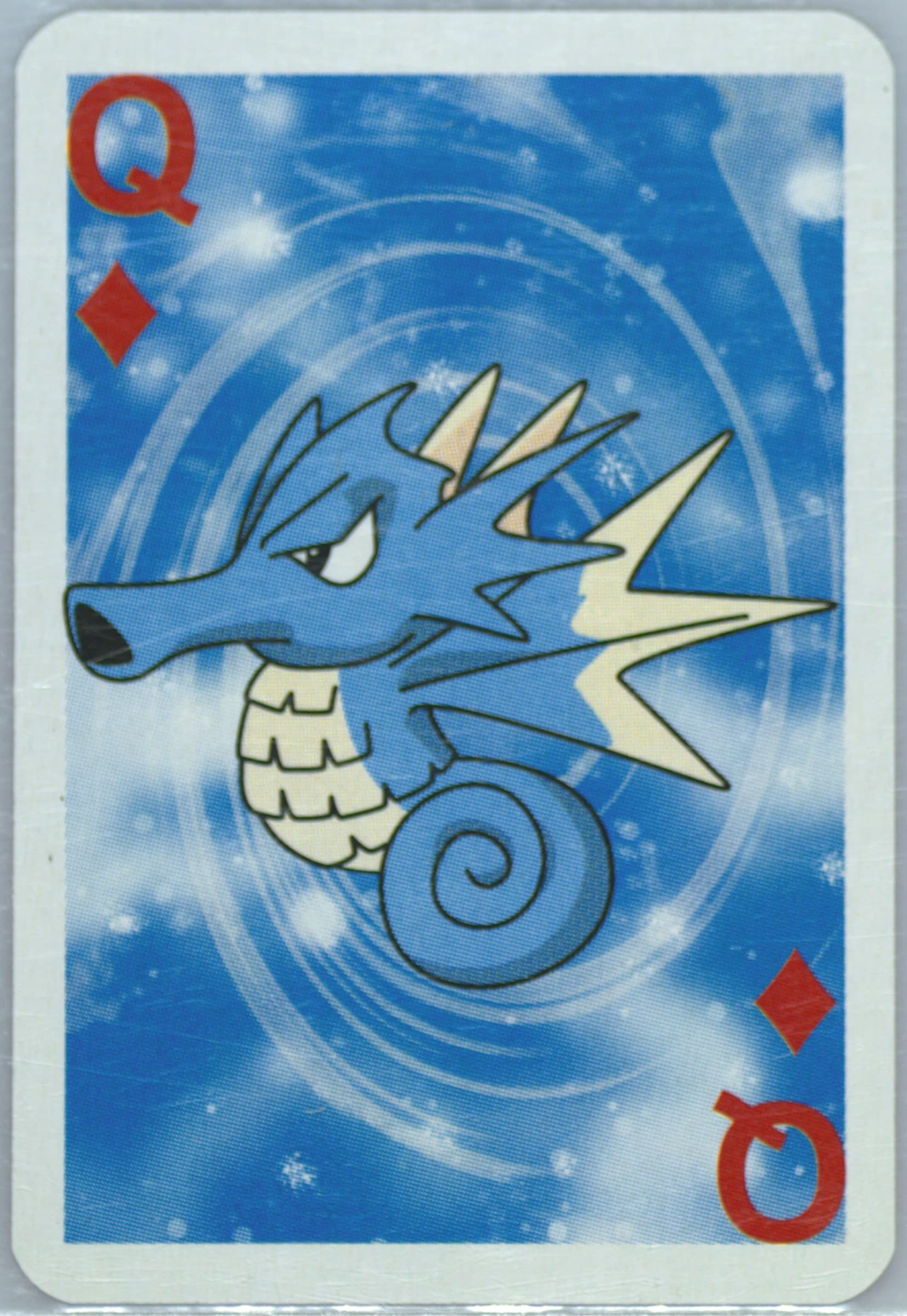 Seadra Queen of Diamonds 1999 Bicycle Pokemon Mini Playing Cards Blue Deck