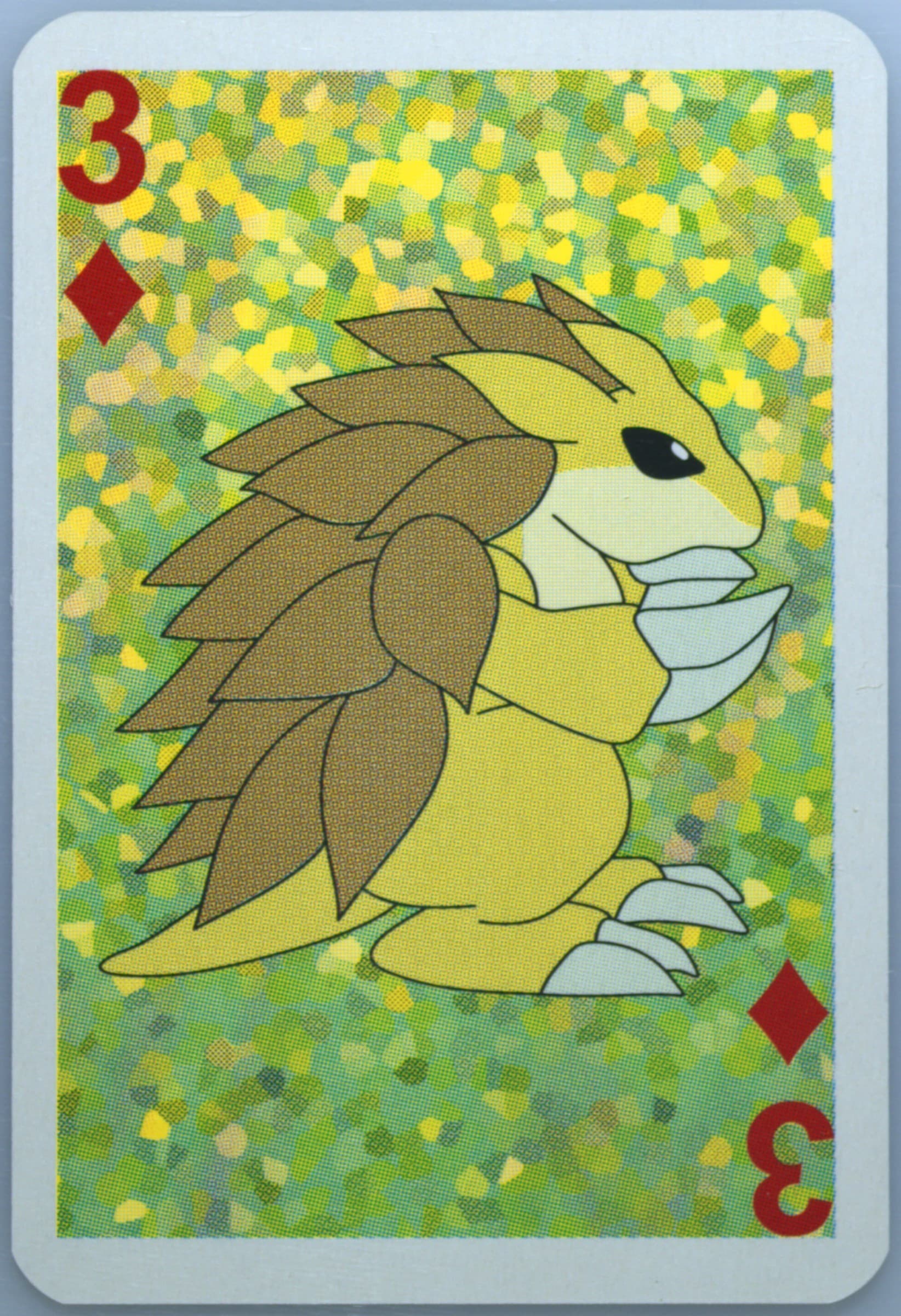 Sandslash 3 of Diamonds 1999 Bicycle Pokemon Mini Playing Cards Green Deck
